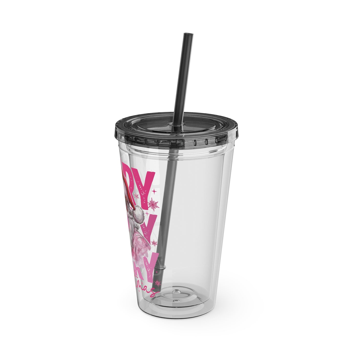 Merry Santa Sunsplash Tumbler with Straw, 16oz