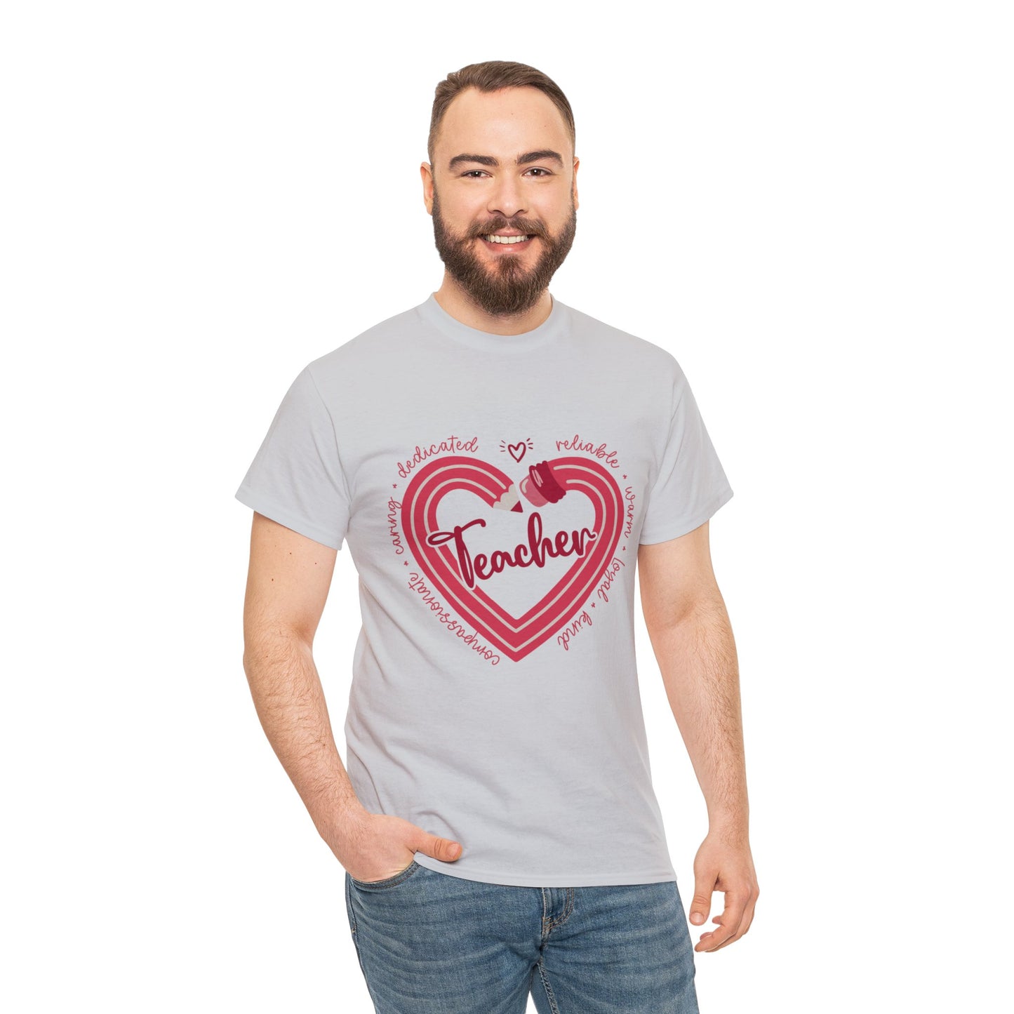 Teacher Heart Unisex Heavy Cotton Tee