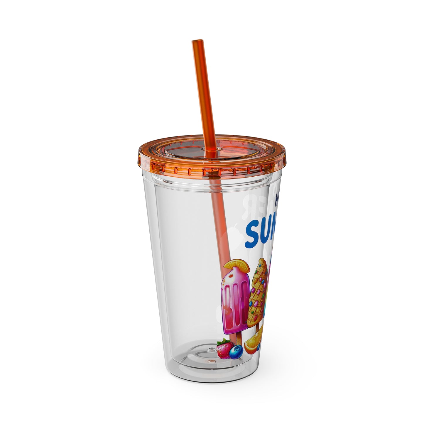 Hello Summer Sunsplash Tumbler with Straw, 16oz