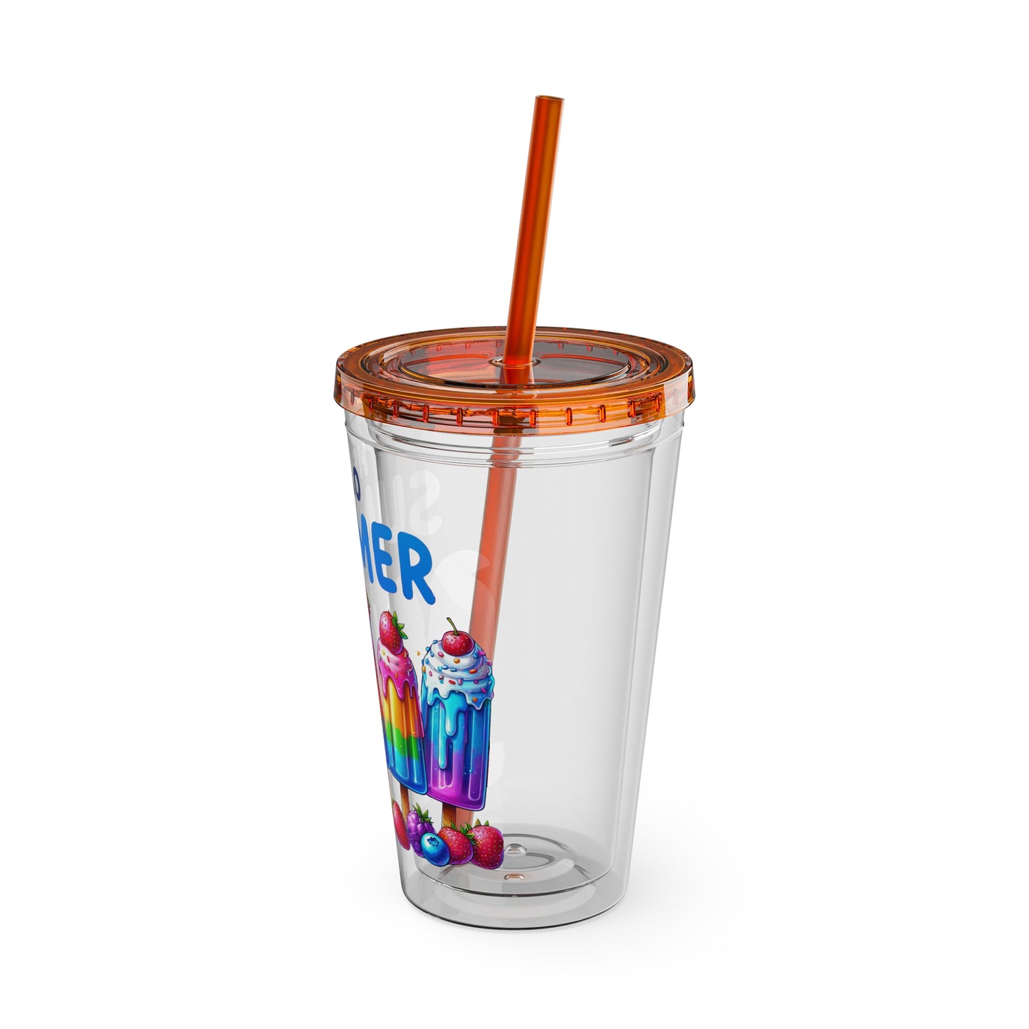 Hello Summer Sunsplash Tumbler with Straw, 16oz