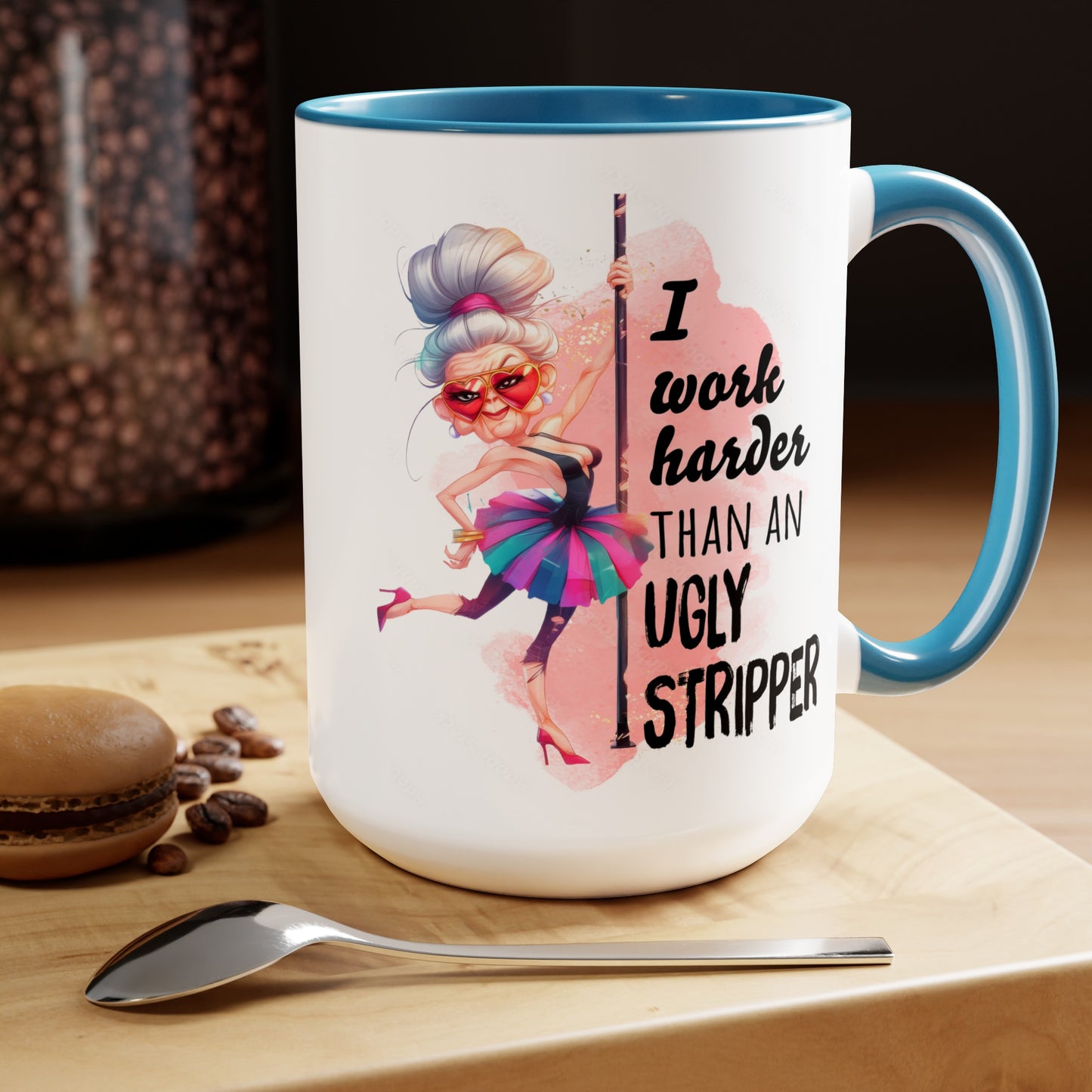 Work Harder Two-Tone Coffee Mugs, 15oz