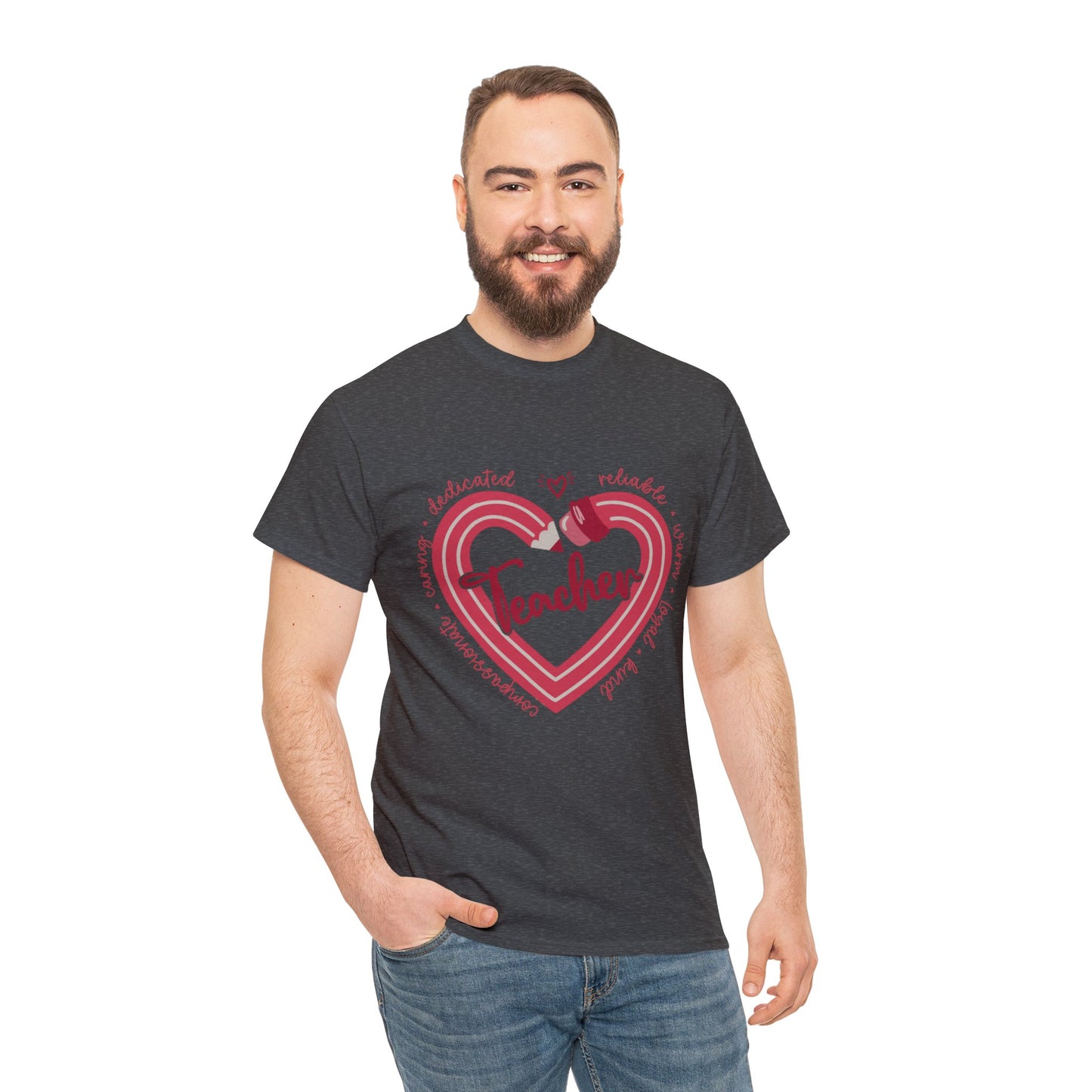 Teacher Heart Unisex Heavy Cotton Tee