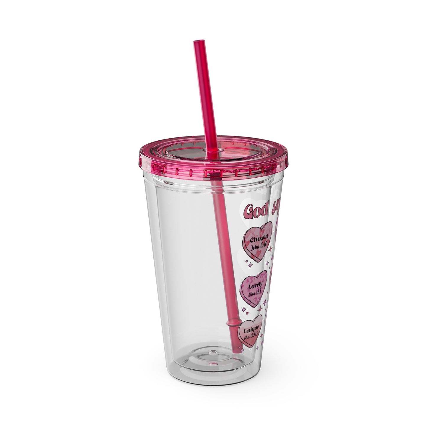 God Says Sunsplash Tumbler with Straw, 16oz