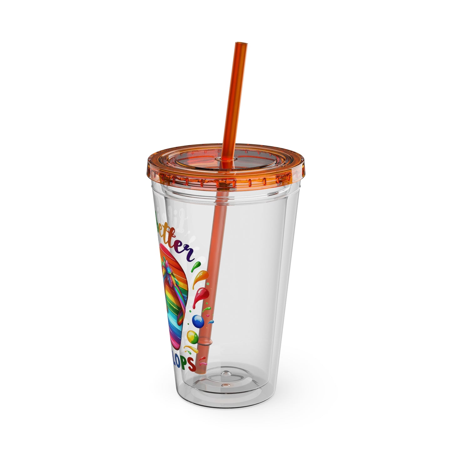 Life is Better in Flip Flops Sunsplash Tumbler with Straw, 16oz