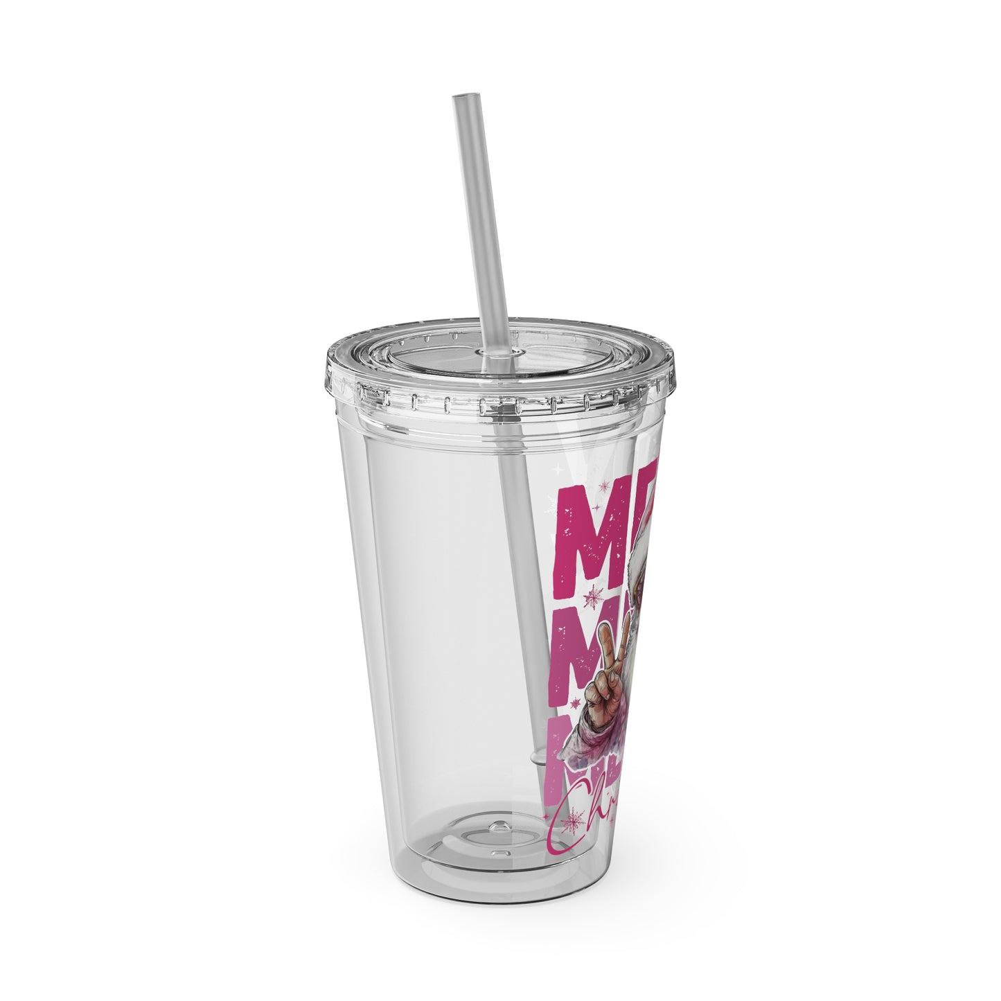 Merry Santa Sunsplash Tumbler with Straw, 16oz