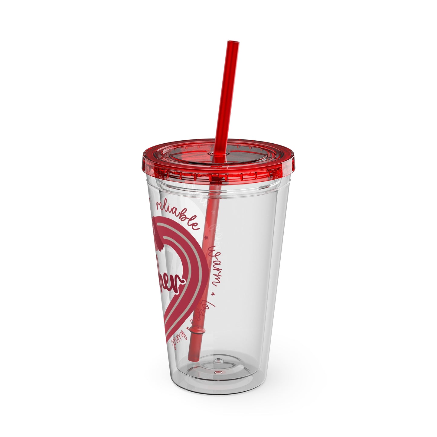 Teacher Heart Sunsplash Tumbler with Straw, 16oz