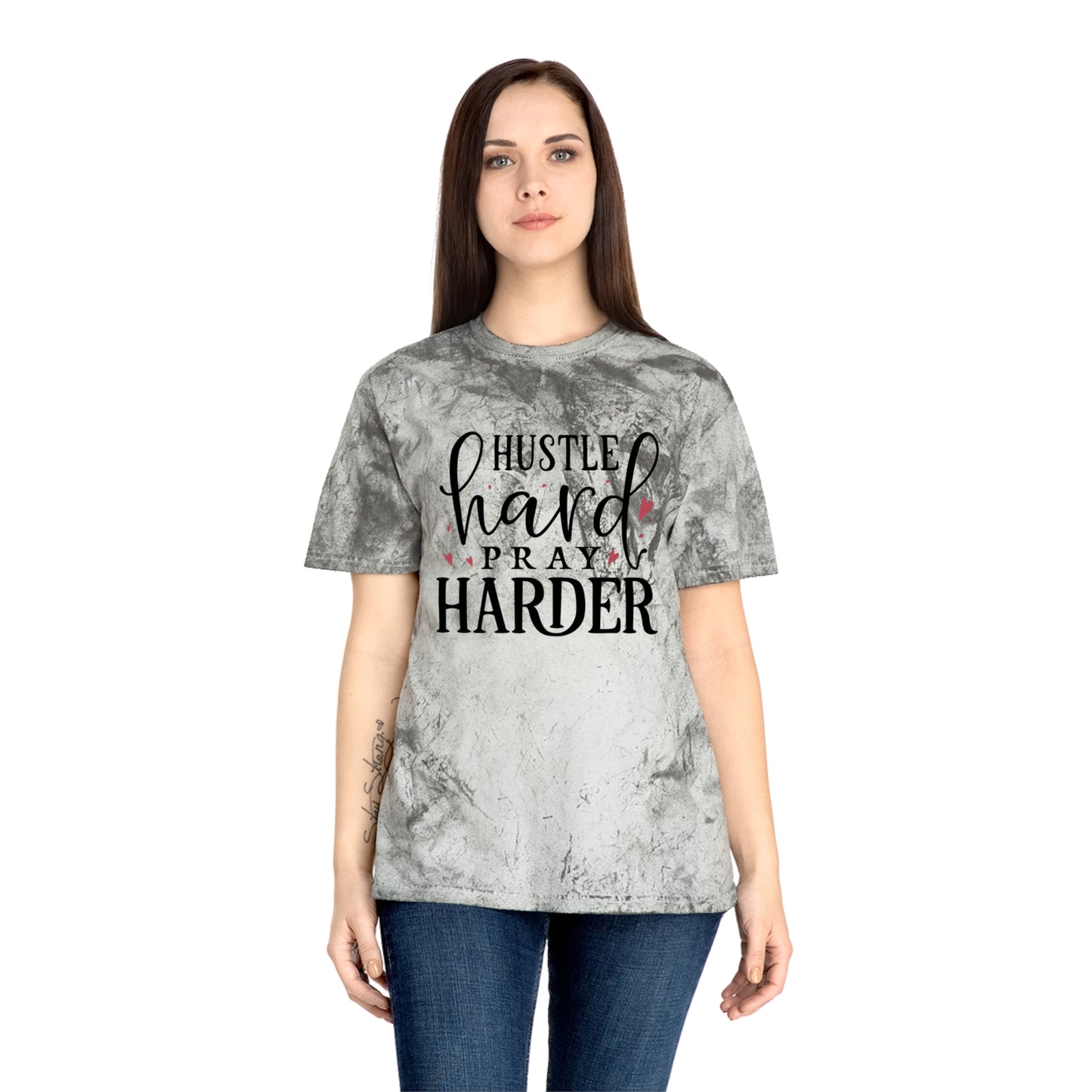 Hustle Hard Prayer Harder Unisex Color Blast T-Shirt