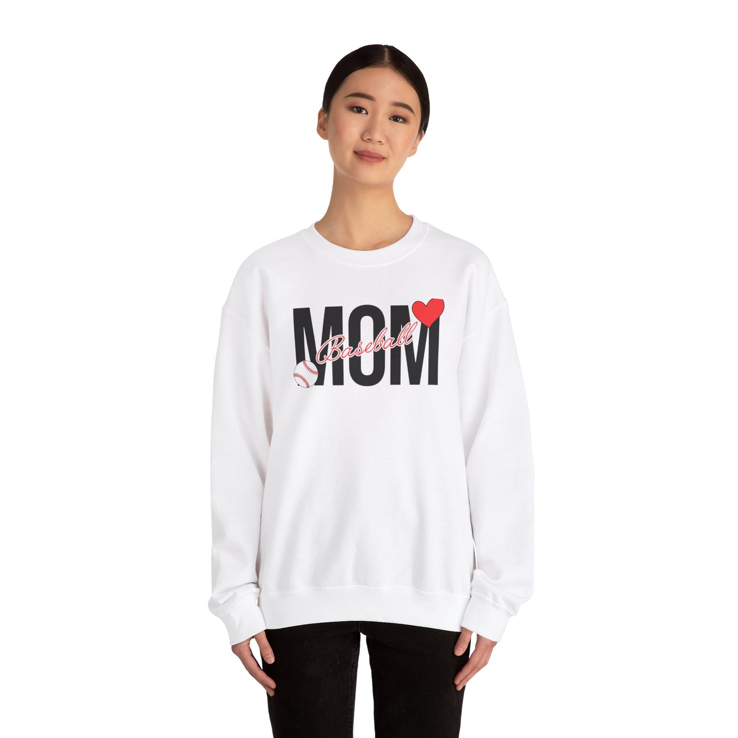 Baseball Mom Heart Unisex Heavy Blend™ Crewneck Sweatshirt