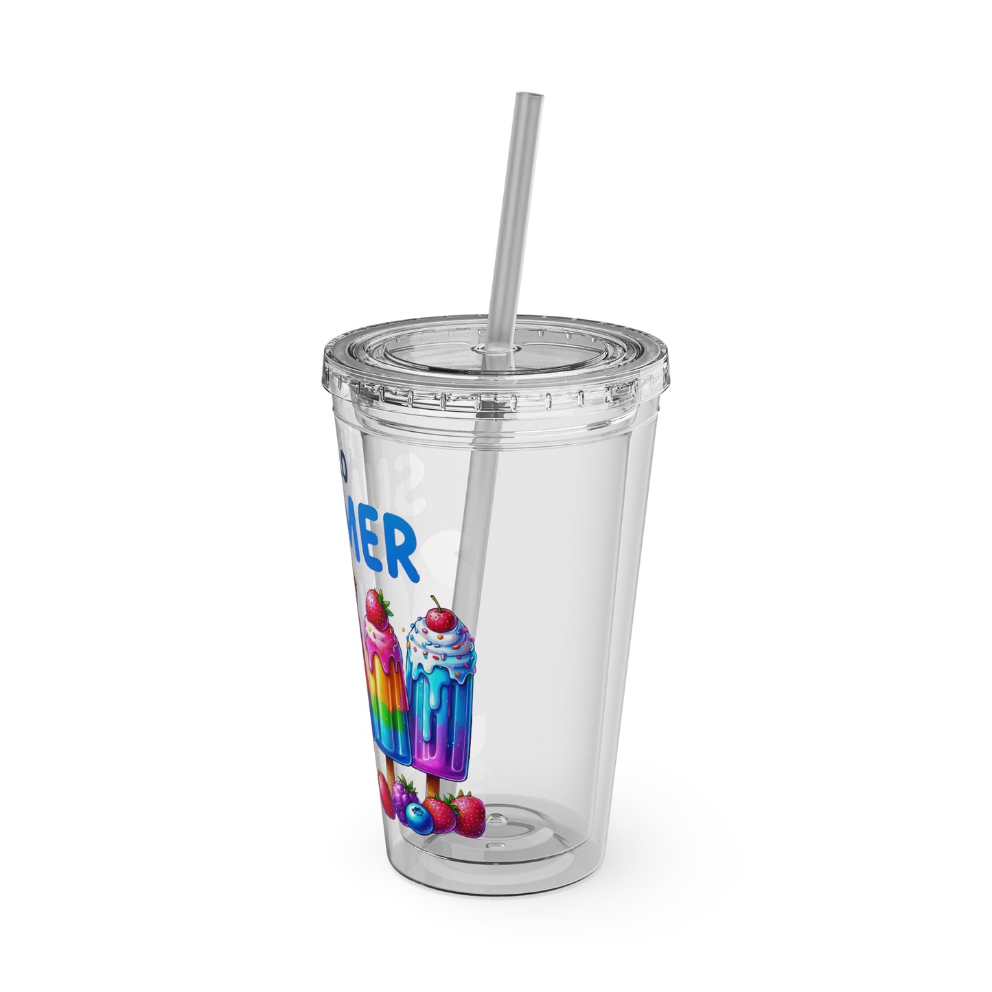Hello Summer Sunsplash Tumbler with Straw, 16oz
