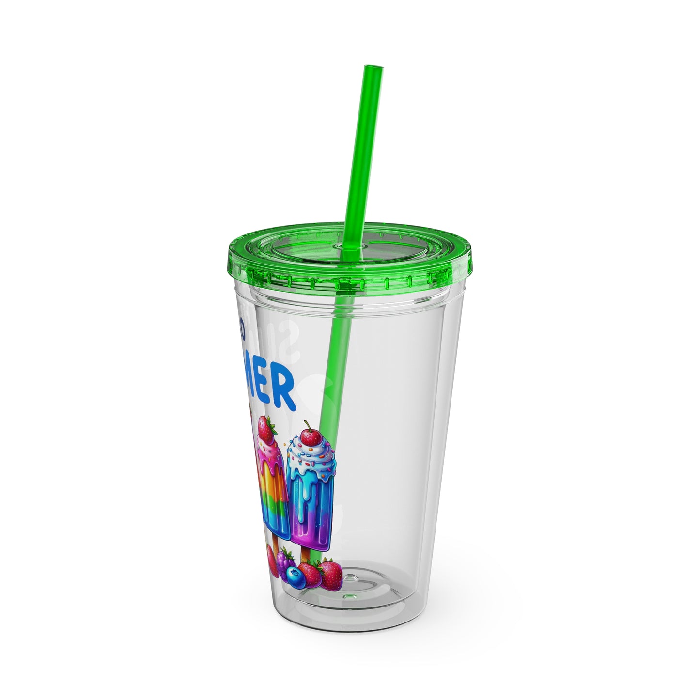 Hello Summer Sunsplash Tumbler with Straw, 16oz