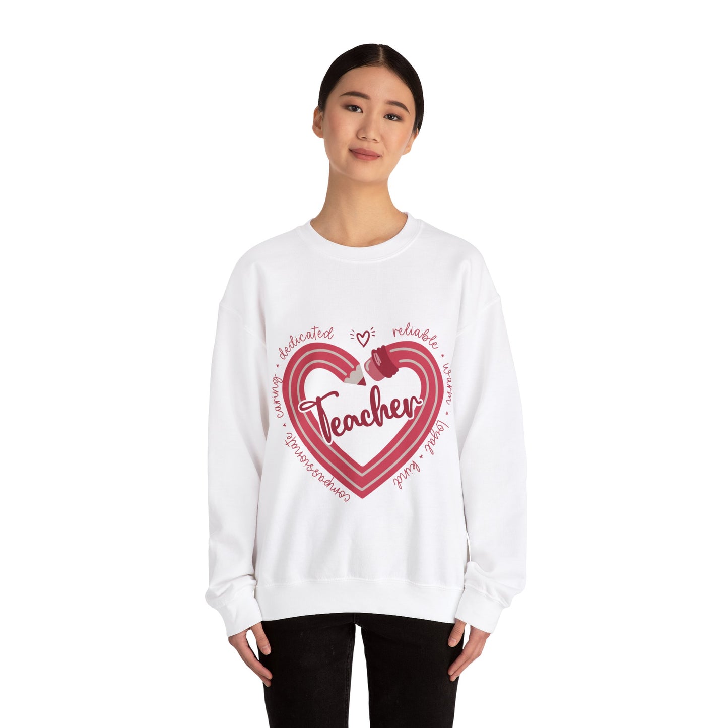 Teacher Heart Unisex Heavy Blend™ Crewneck Sweatshirt