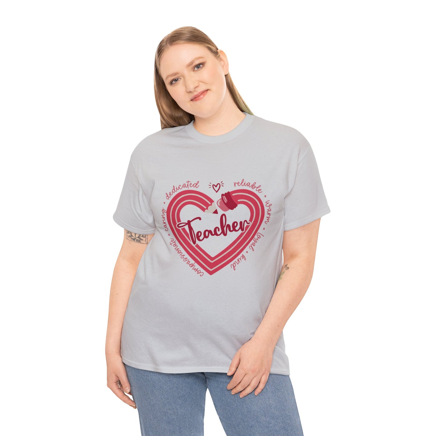 Teacher Heart Unisex Heavy Cotton Tee