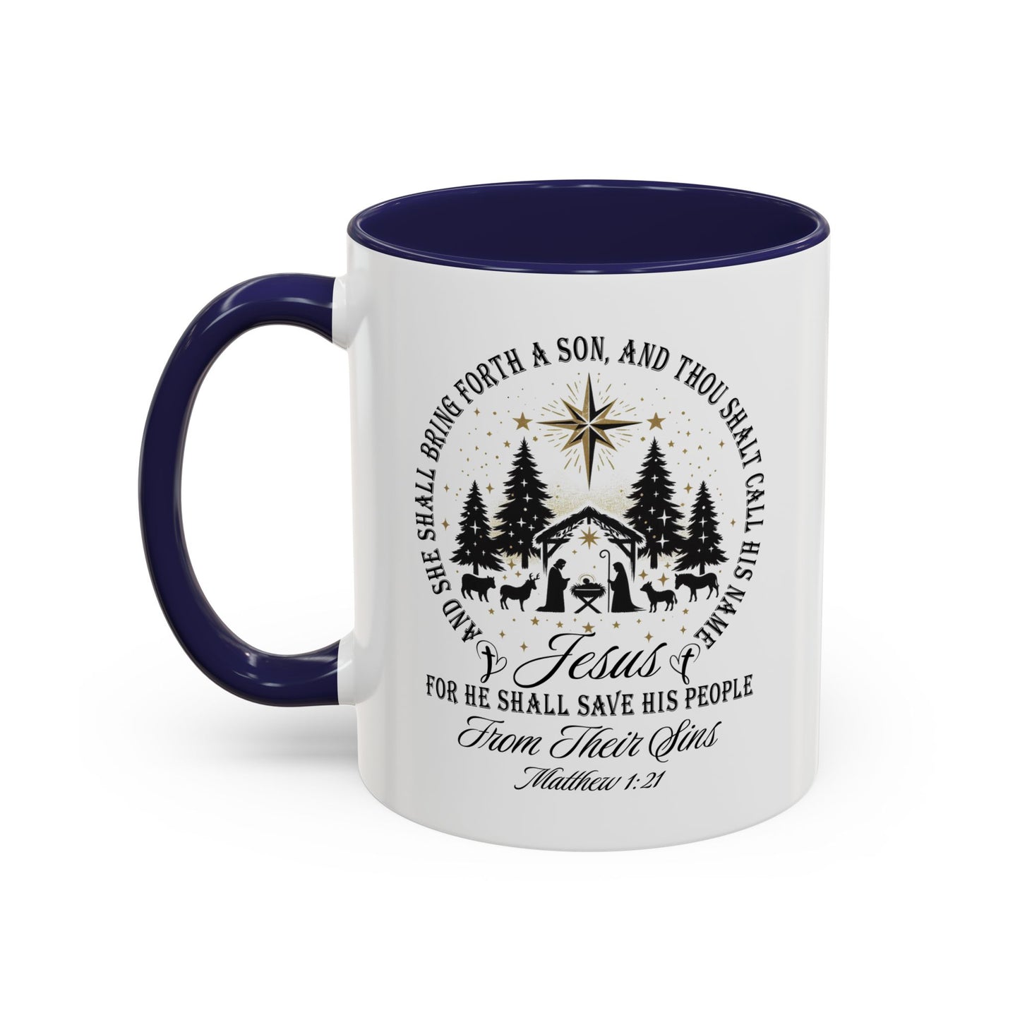Matthew 1:21 Accent Coffee Mug (11, 15oz)