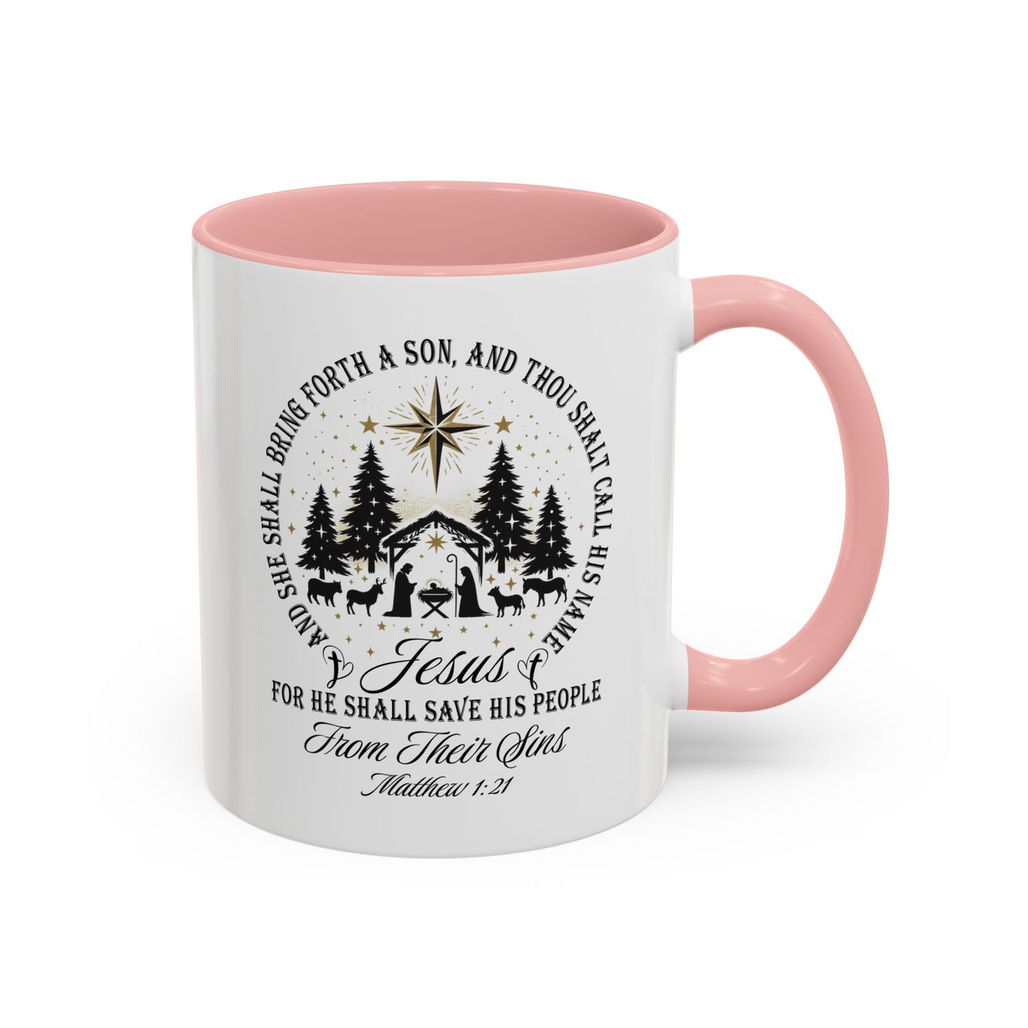 Matthew 1:21 Accent Coffee Mug (11, 15oz)