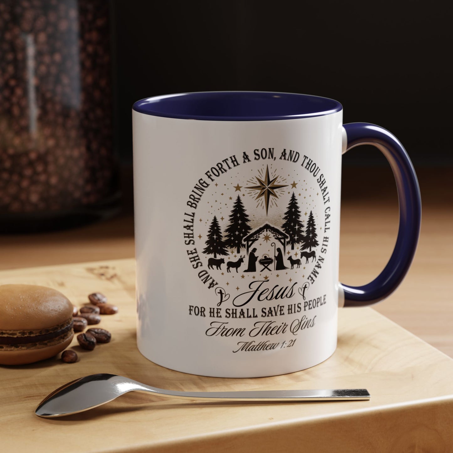 Matthew 1:21 Accent Coffee Mug (11, 15oz)