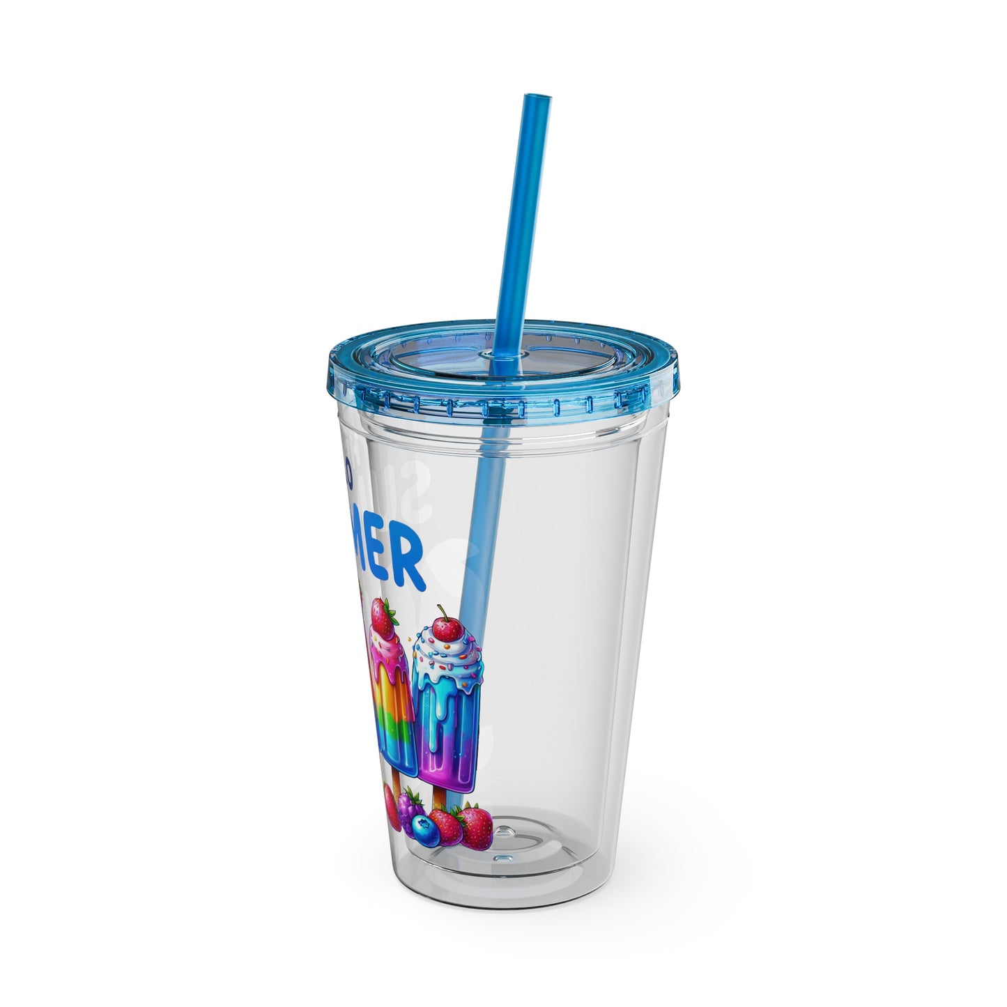 Hello Summer Sunsplash Tumbler with Straw, 16oz