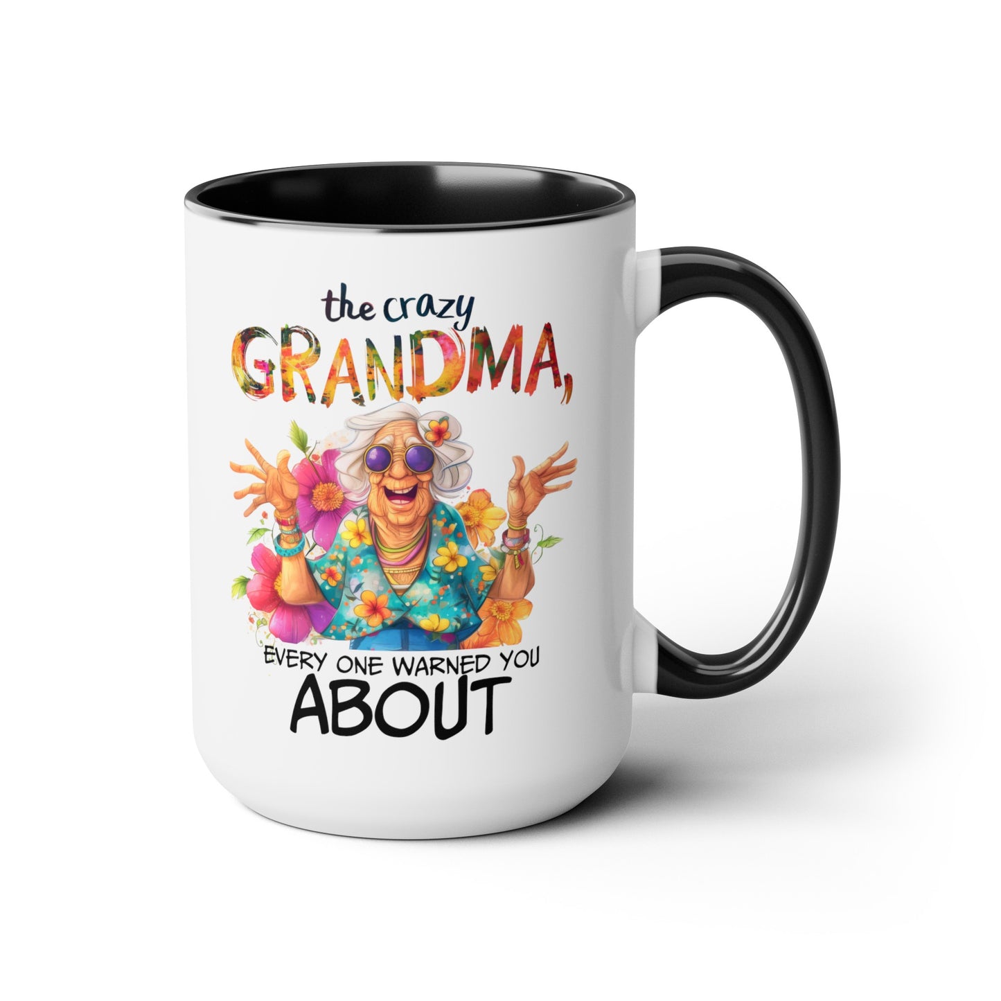 Crazy Grandma Two-Tone Coffee Mugs, 15oz