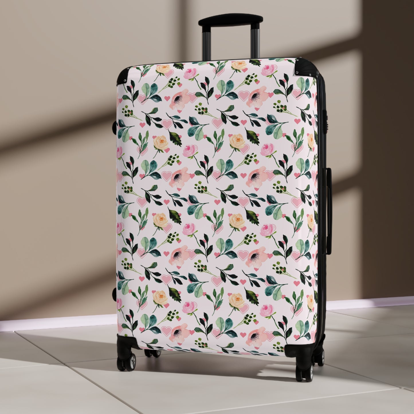 Heart Floral Design Suitcase - Stylish Travel Luggage for Adventurers