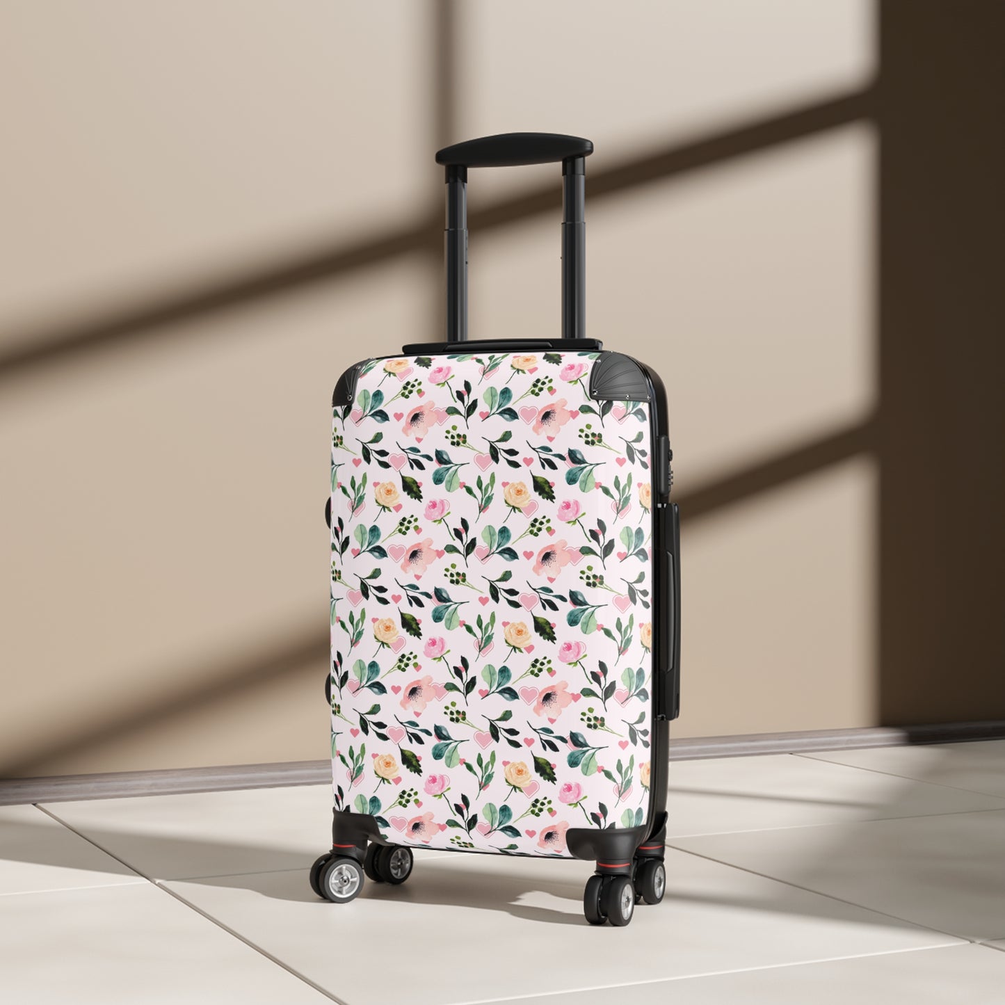 Heart Floral Design Suitcase - Stylish Travel Luggage for Adventurers