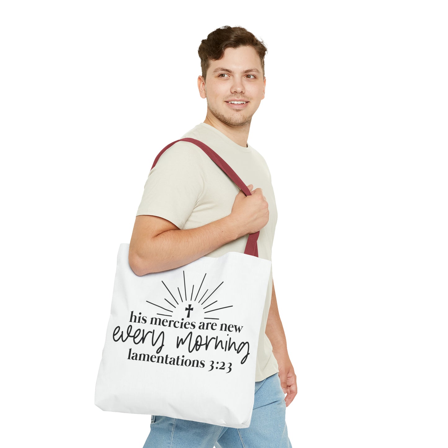 His Mercies Tote Bag (AOP)