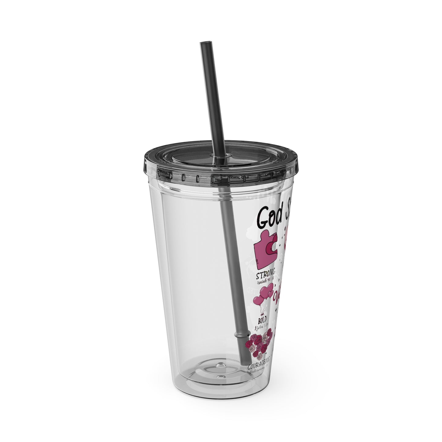 God Says I Am Sunsplash Tumbler with Straw, 16oz