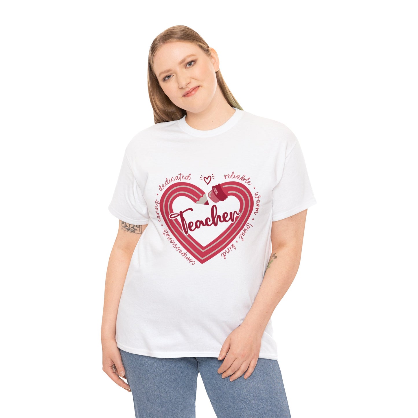 Teacher Heart Unisex Heavy Cotton Tee