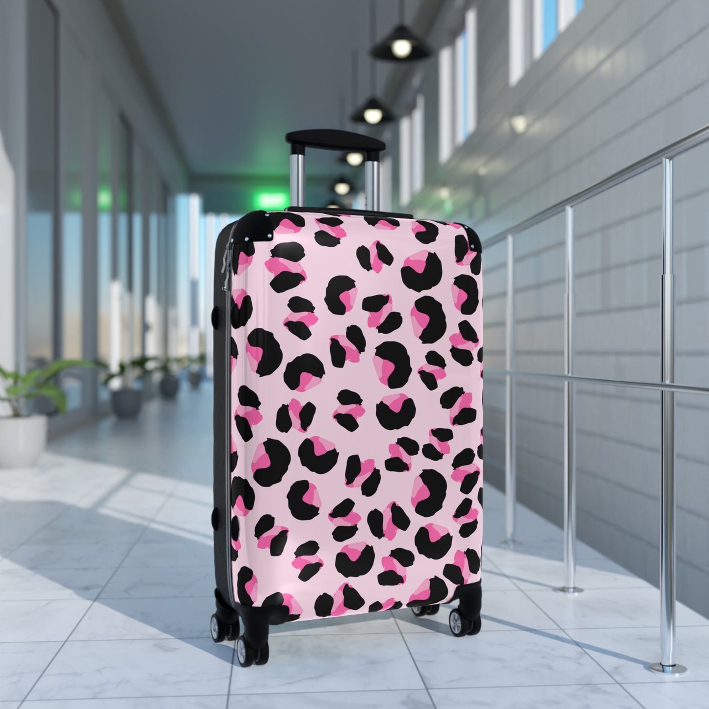 Chic Pink Leopard Print Suitcase - Stylish Luggage for Travel Enthusiasts