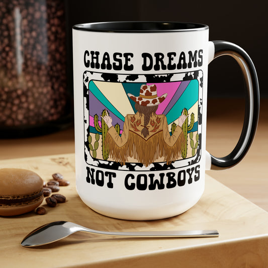 Chase Dreams Two-Tone Coffee Mugs, 15oz