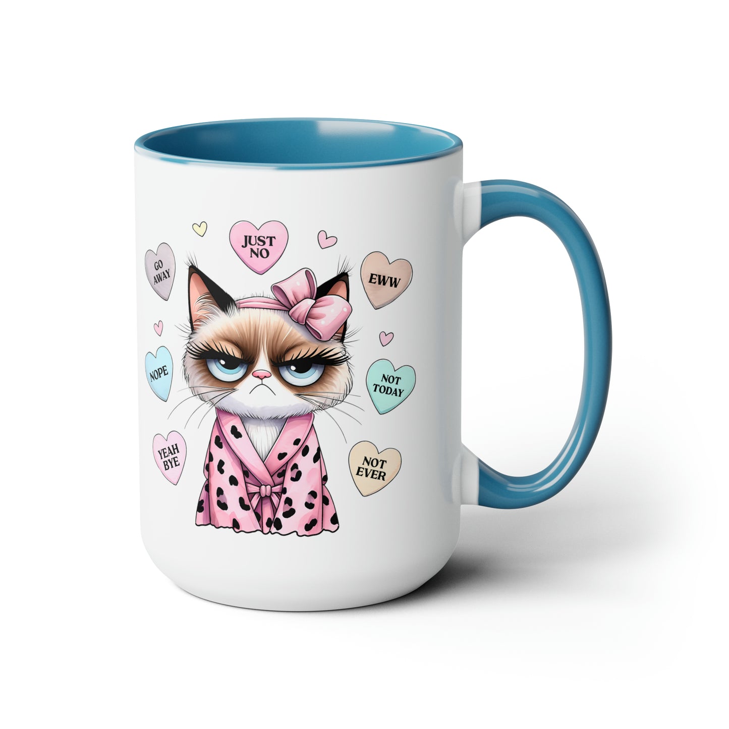 Valentine's Day Cat Two-Tone Coffee Mugs, 15oz