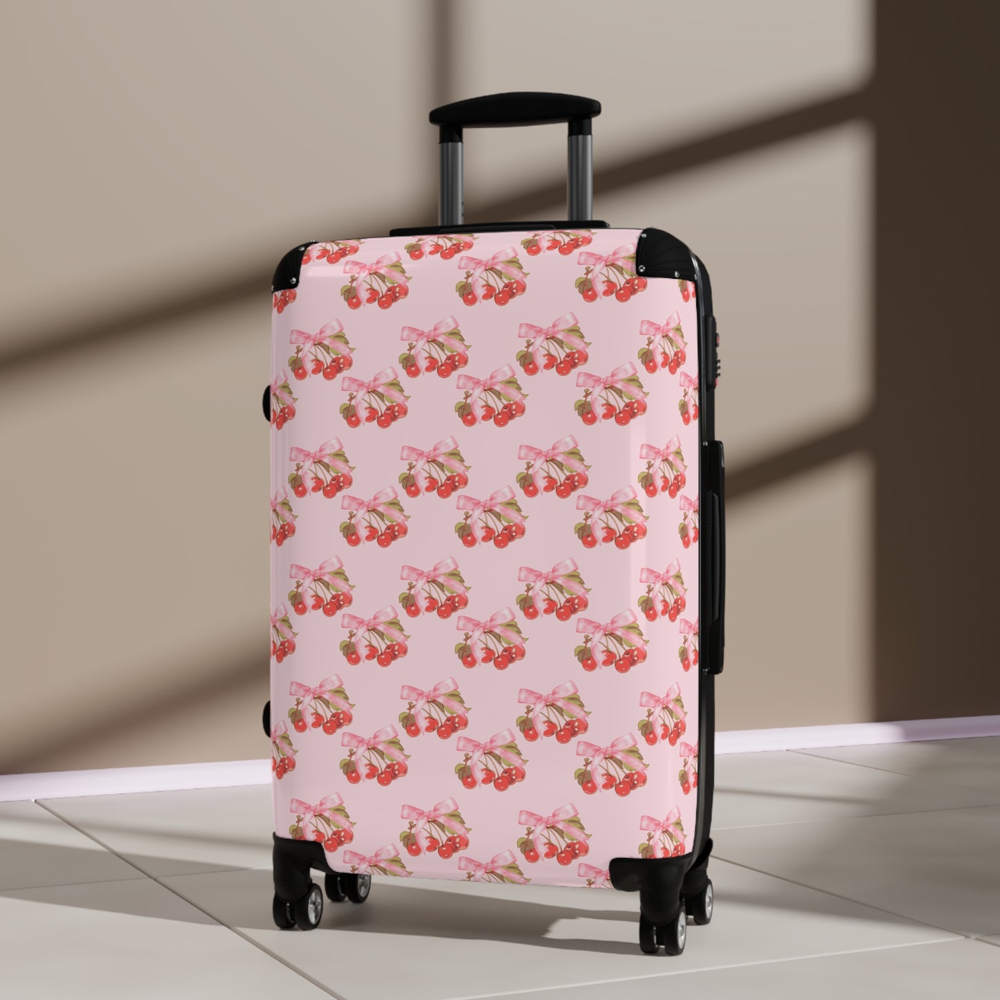 Cherries and Bows Travel Suitcase – Stylish Luggage for Trendy Adventures