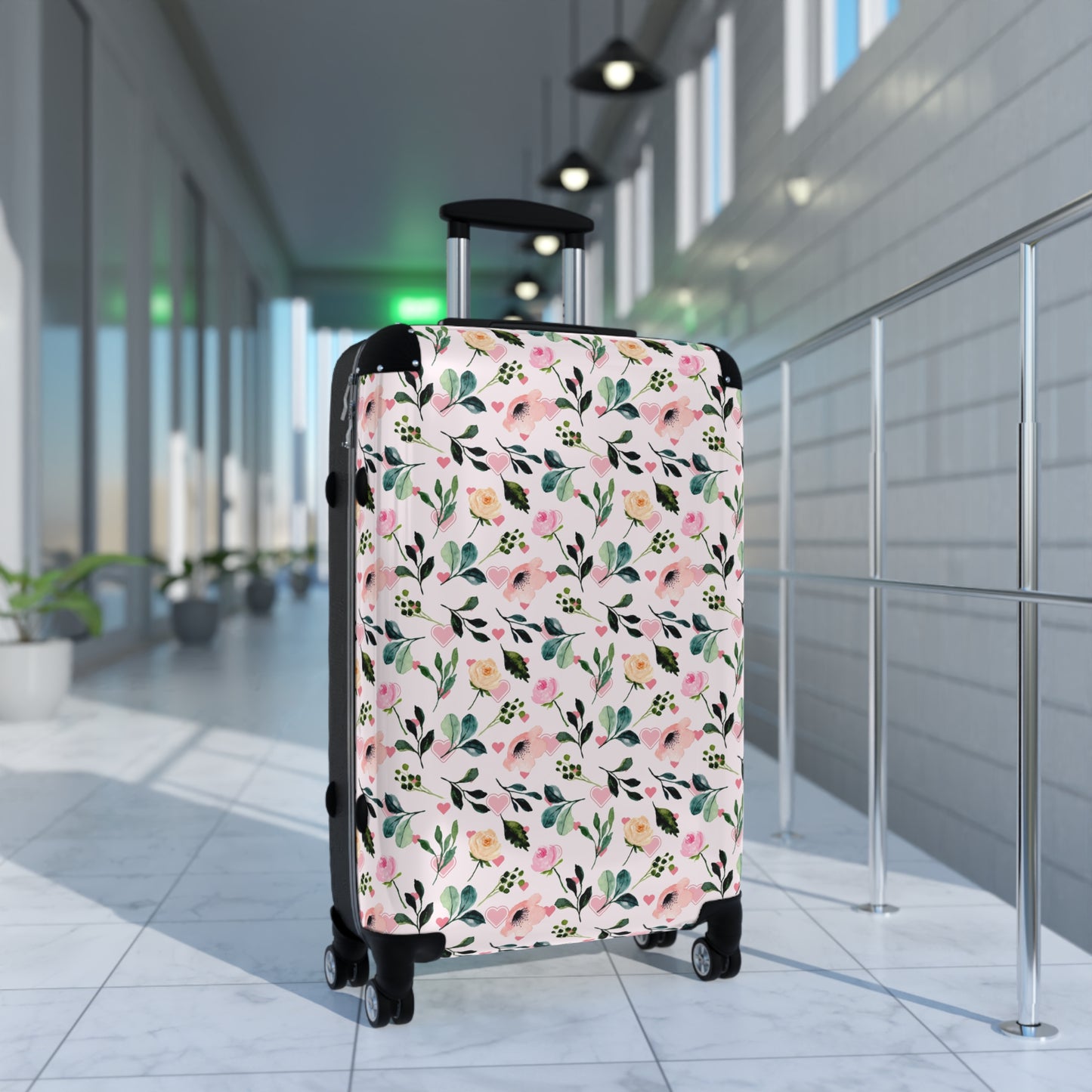 Heart Floral Design Suitcase - Stylish Travel Luggage for Adventurers