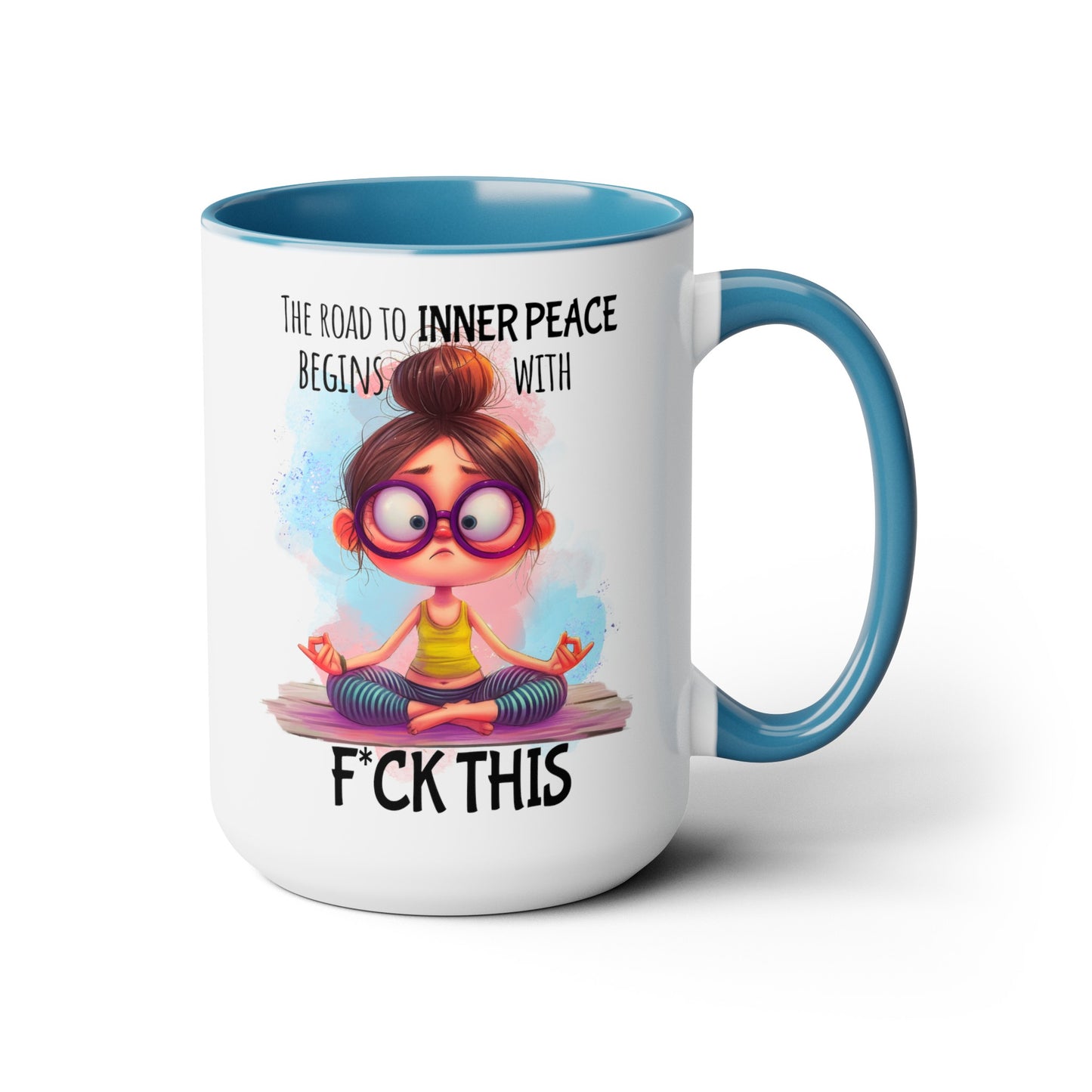 Road to Inner Peace Two-Tone Coffee Mugs, 15oz