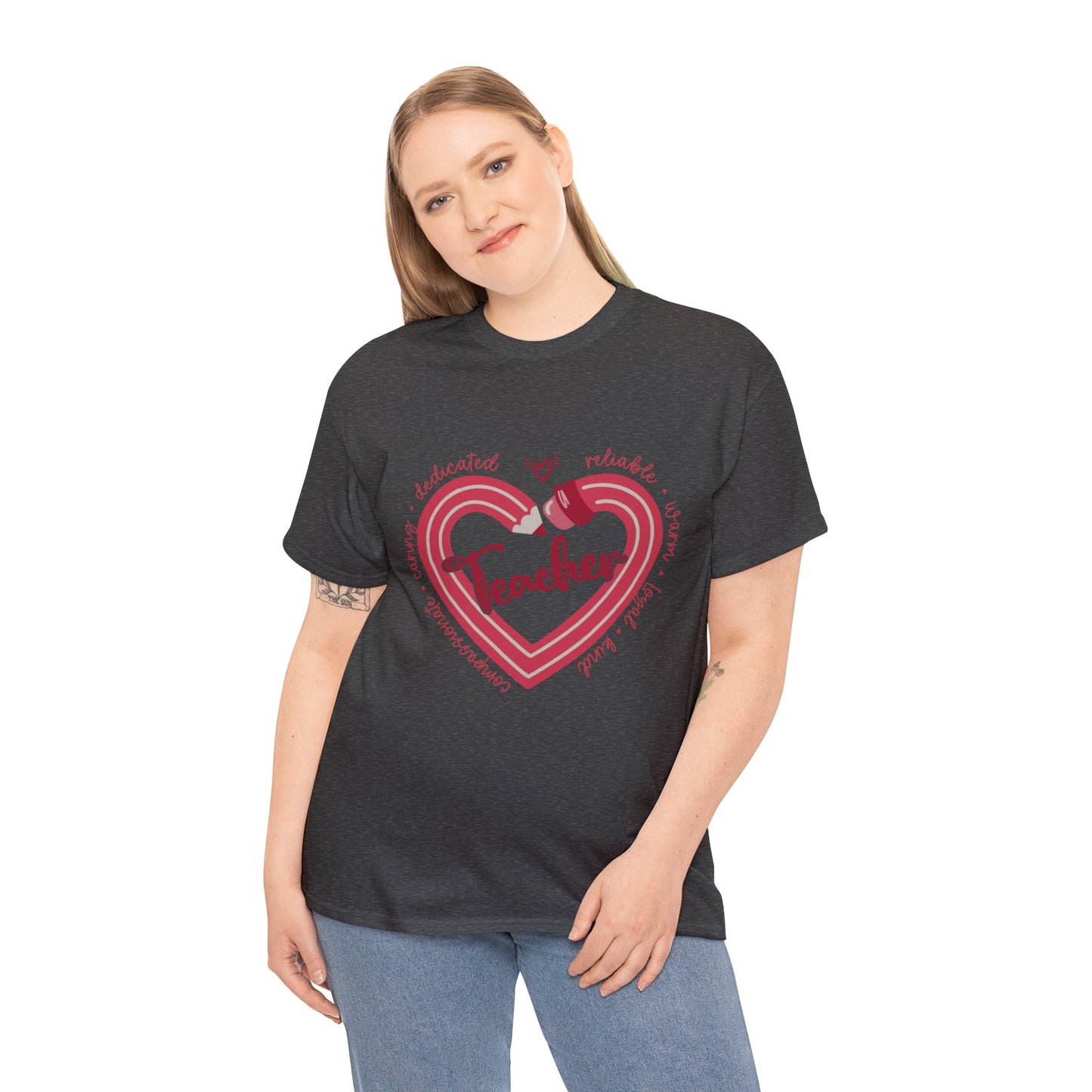 Teacher Heart Unisex Heavy Cotton Tee