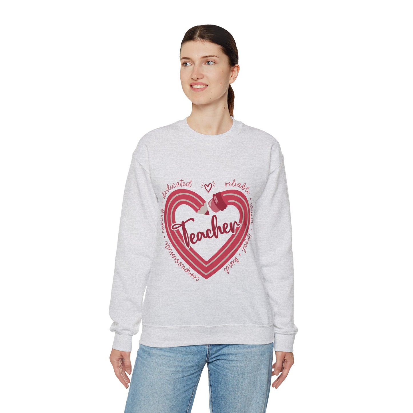 Teacher Heart Unisex Heavy Blend™ Crewneck Sweatshirt