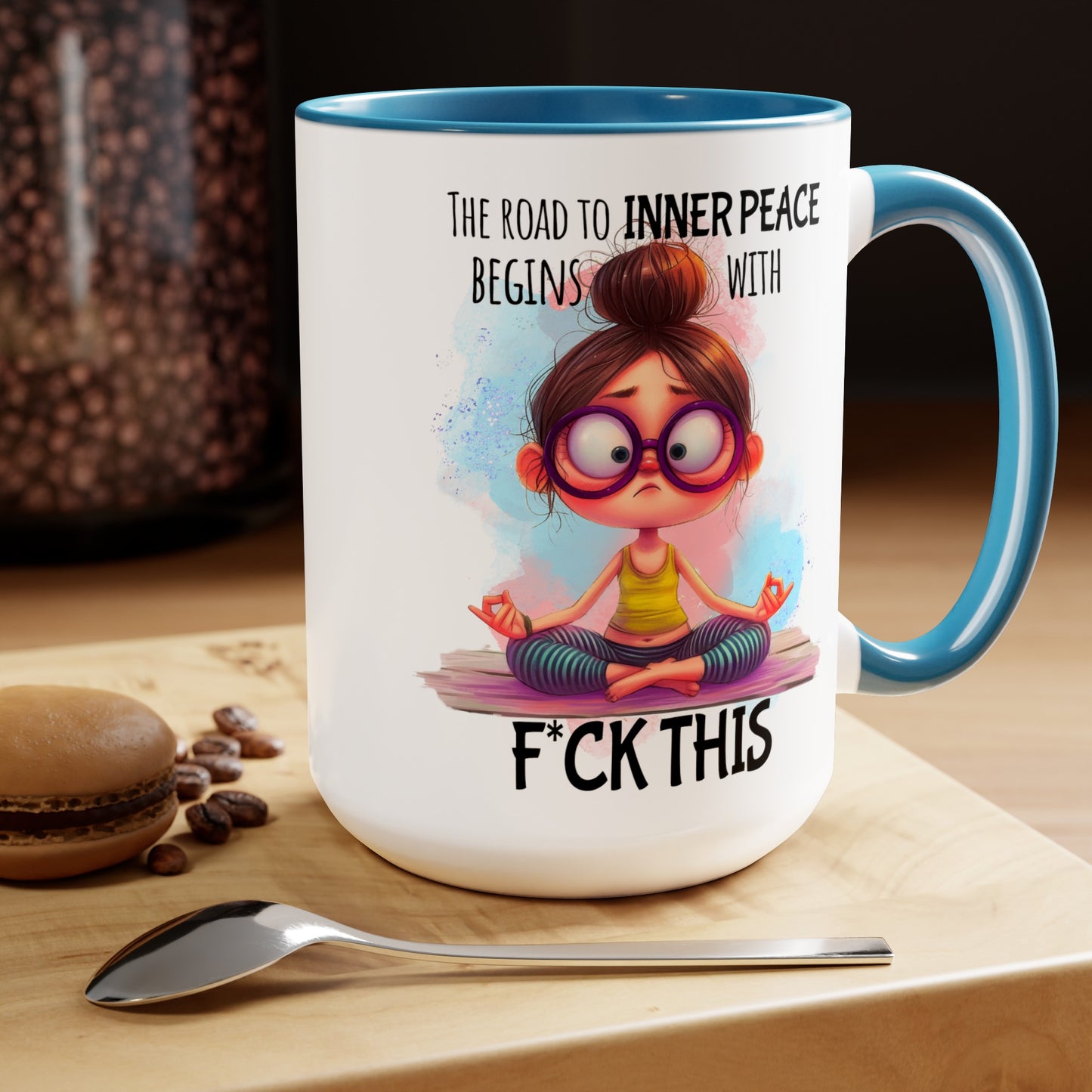 Road to Inner Peace Two-Tone Coffee Mugs, 15oz