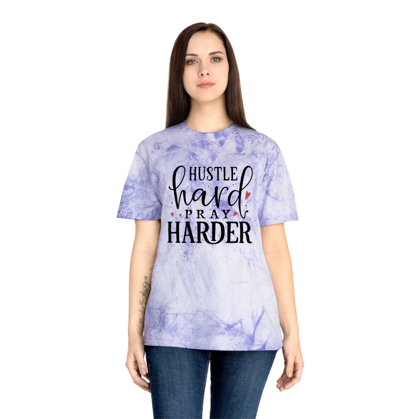 Hustle Hard Prayer Harder Unisex Color Blast T-Shirt