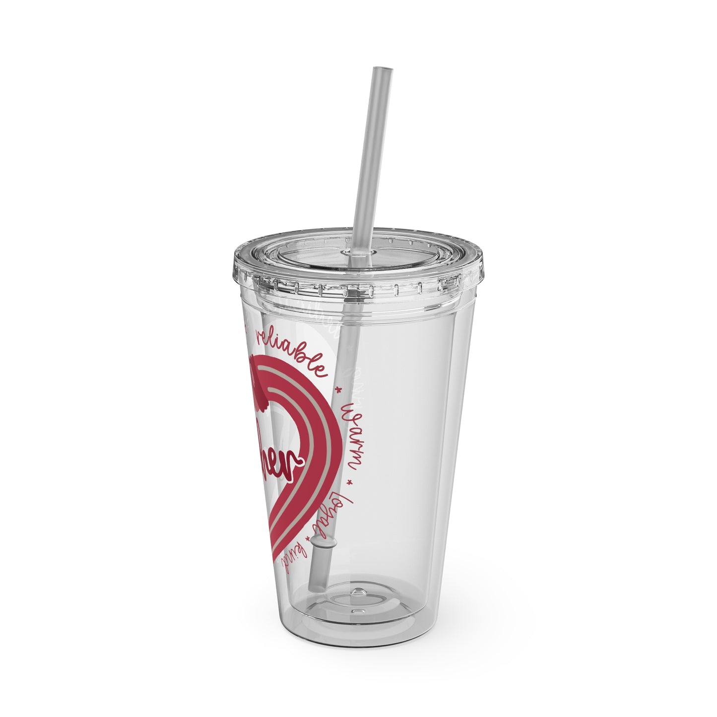 Teacher Heart Sunsplash Tumbler with Straw, 16oz