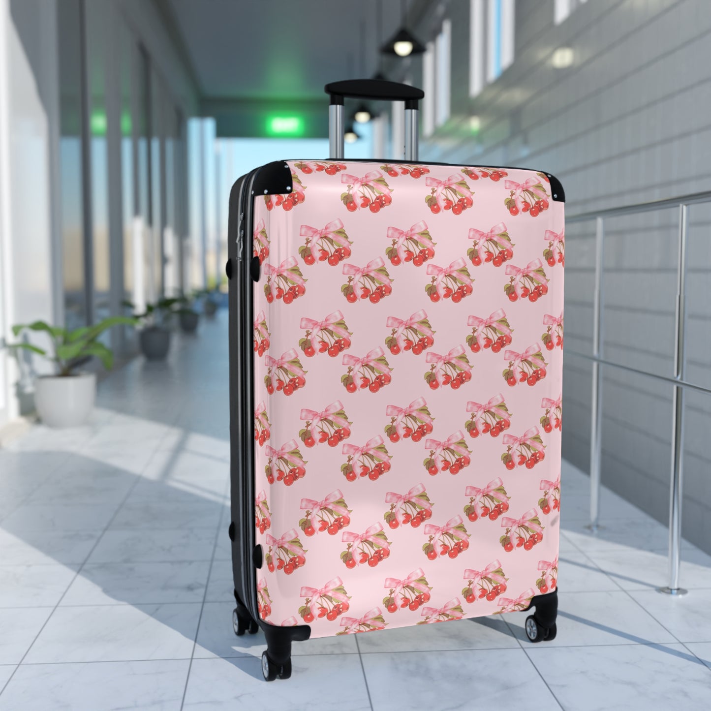Cherries and Bows Travel Suitcase – Stylish Luggage for Trendy Adventures