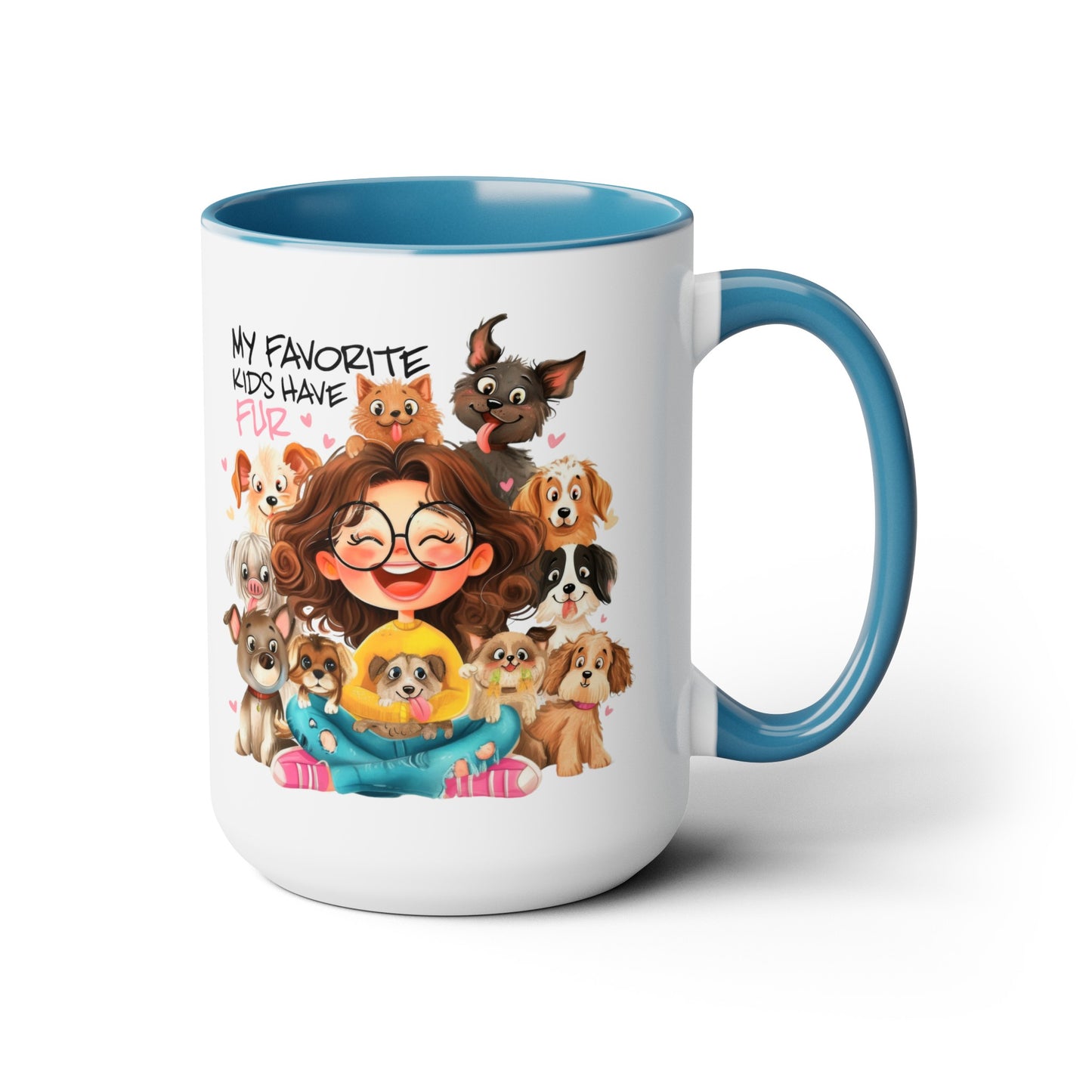 Favorite Kids Have Fur Two-Tone Coffee Mugs, 15oz