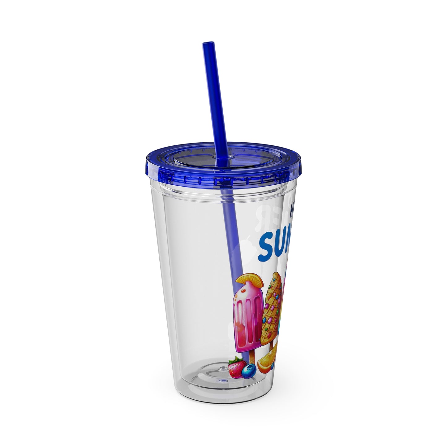 Hello Summer Sunsplash Tumbler with Straw, 16oz