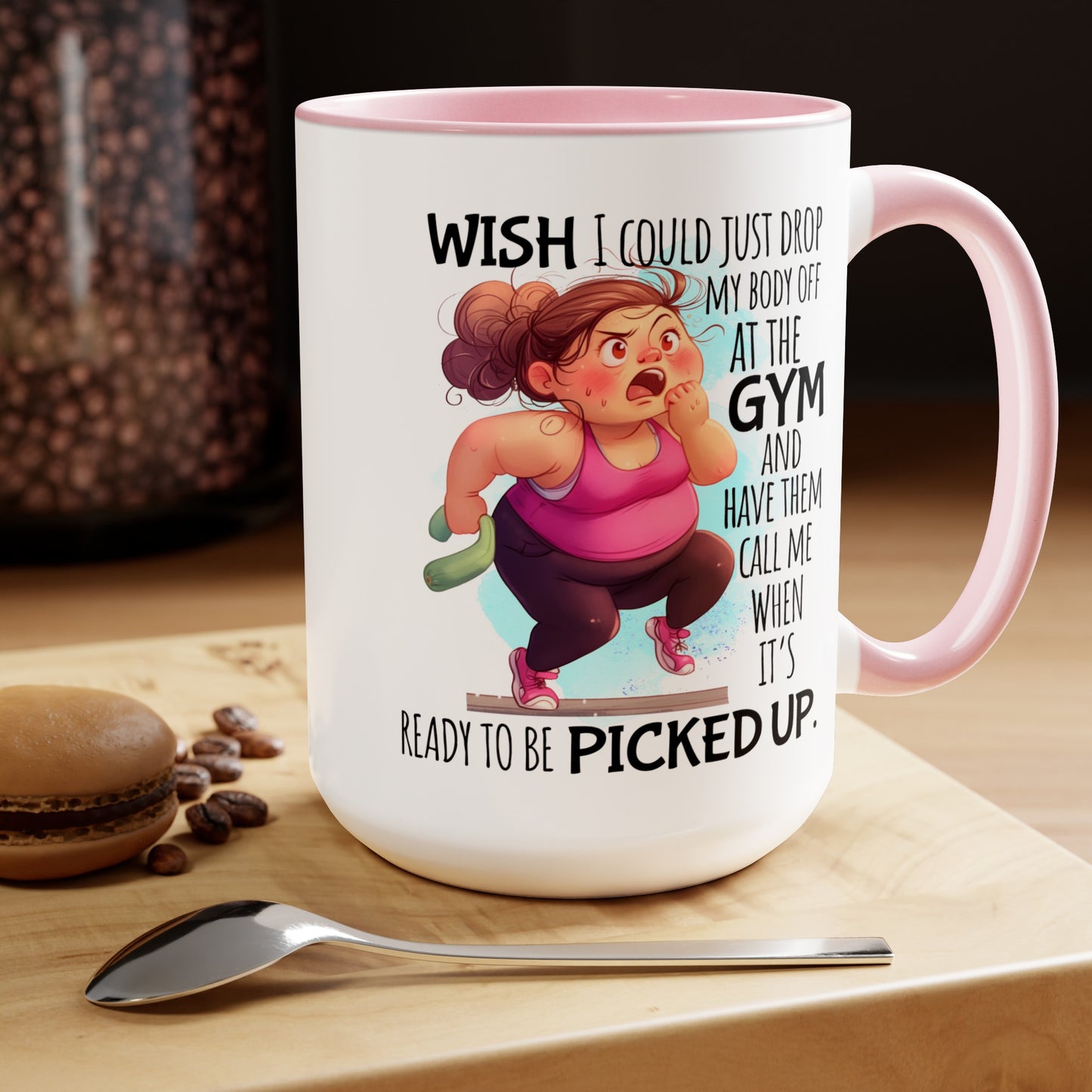 Gym Body Two-Tone Coffee Mugs, 15oz