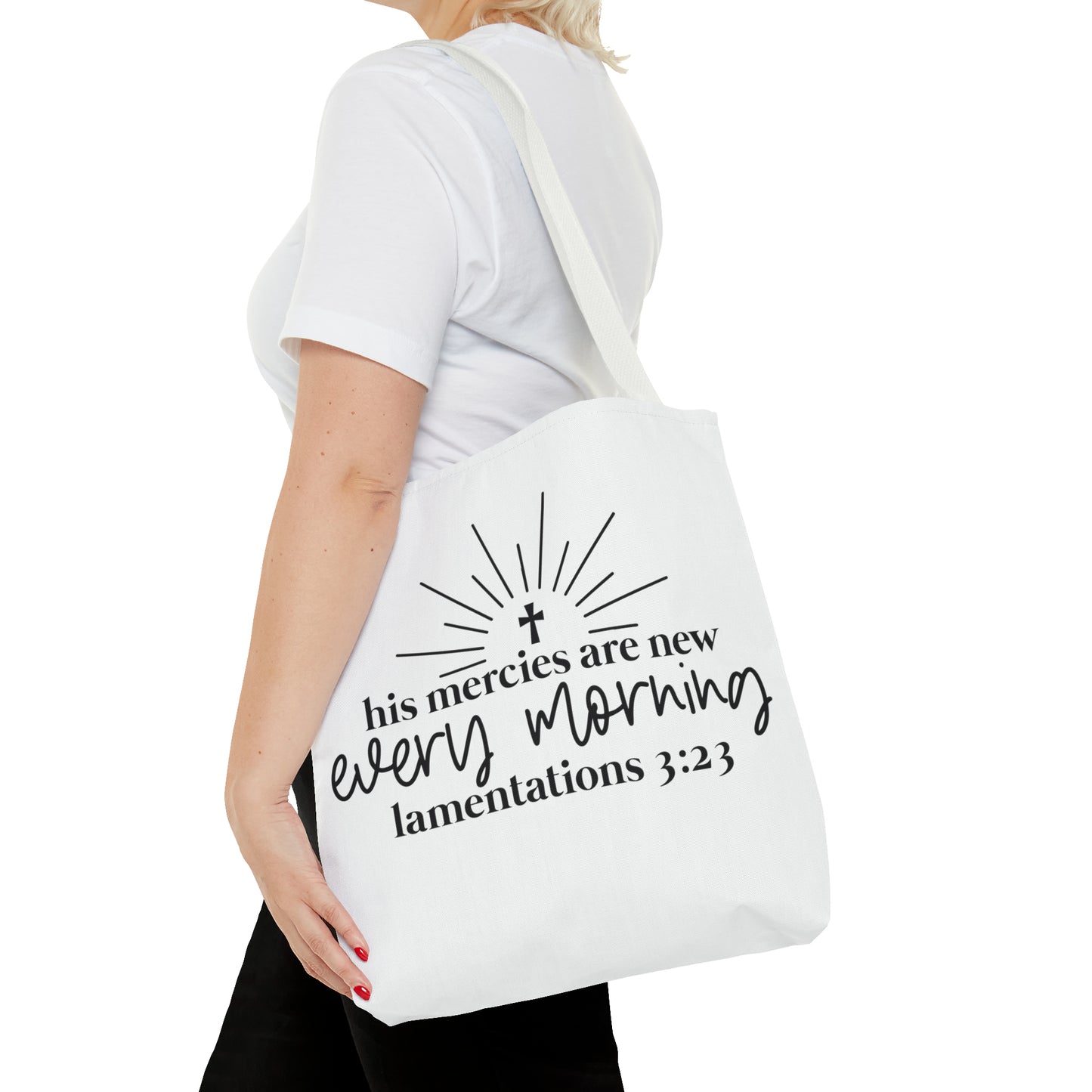 His Mercies Tote Bag (AOP)