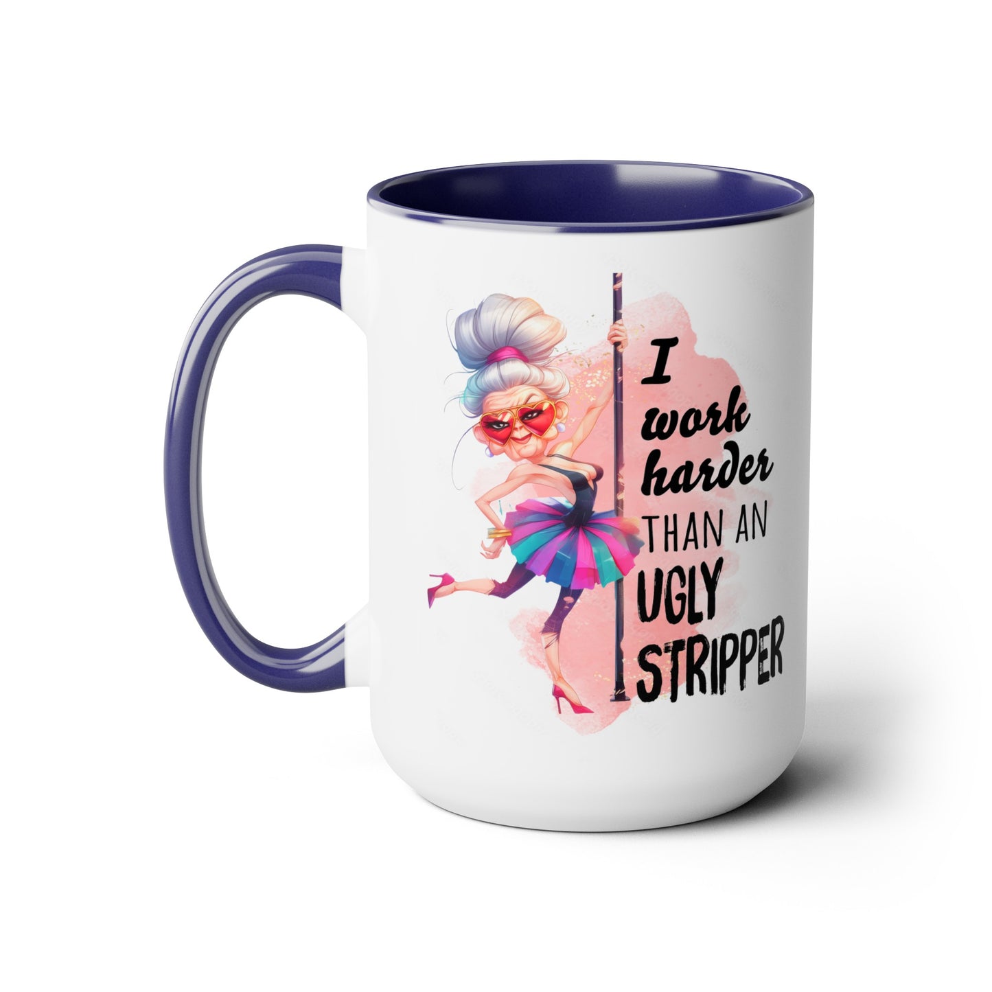 Work Harder Two-Tone Coffee Mugs, 15oz