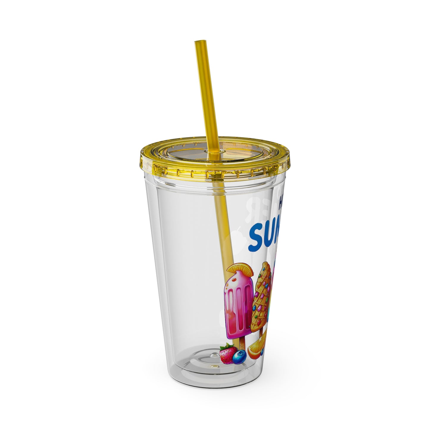 Hello Summer Sunsplash Tumbler with Straw, 16oz