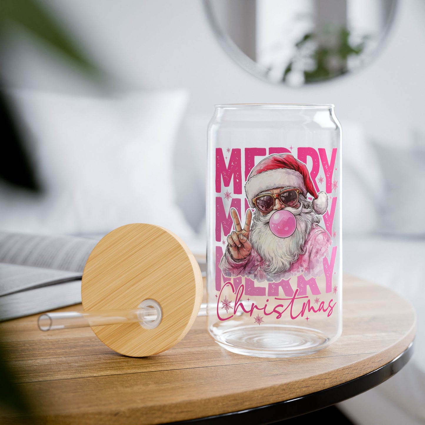 Merry Santa Sipper Glass, 16oz