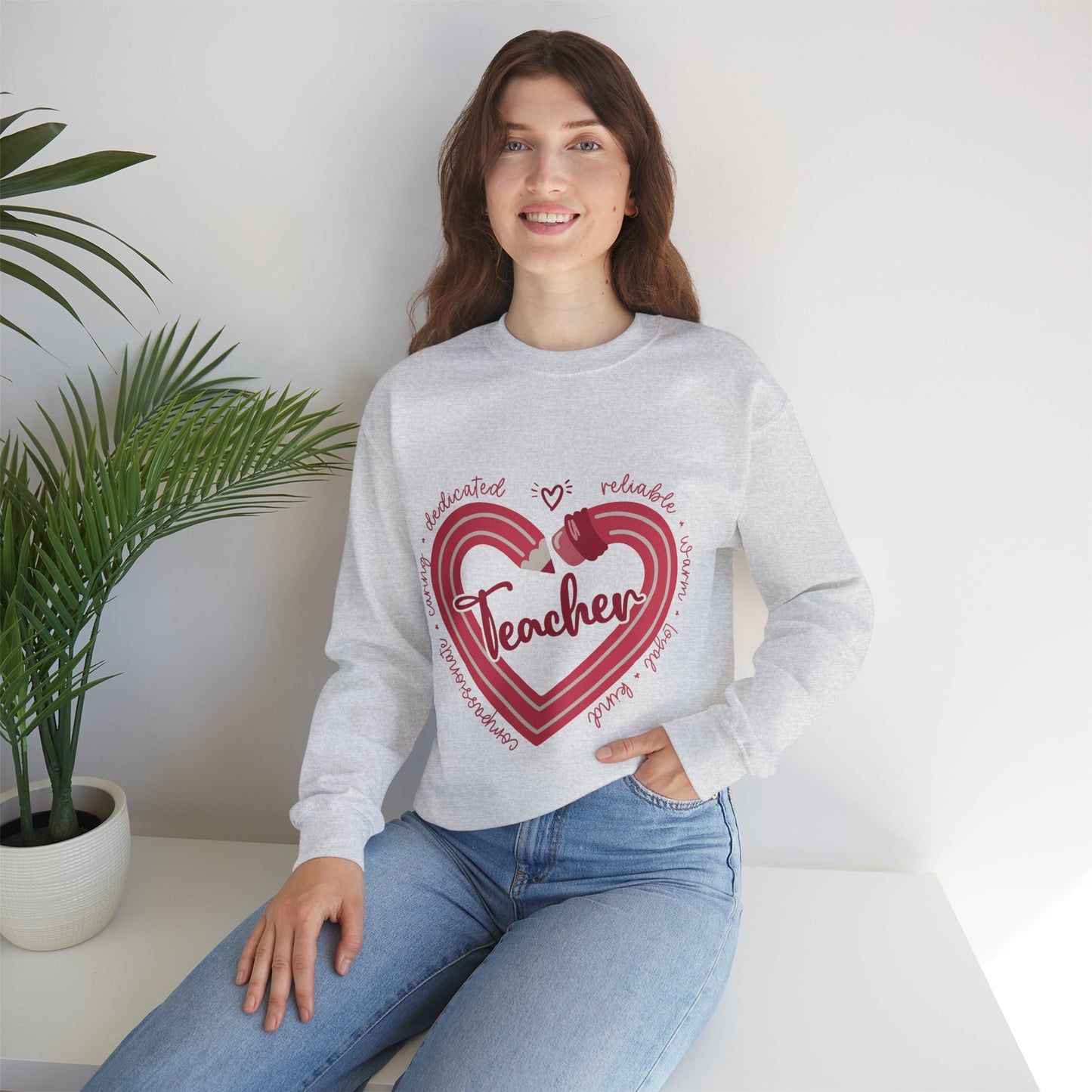 Teacher Heart Unisex Heavy Blend™ Crewneck Sweatshirt