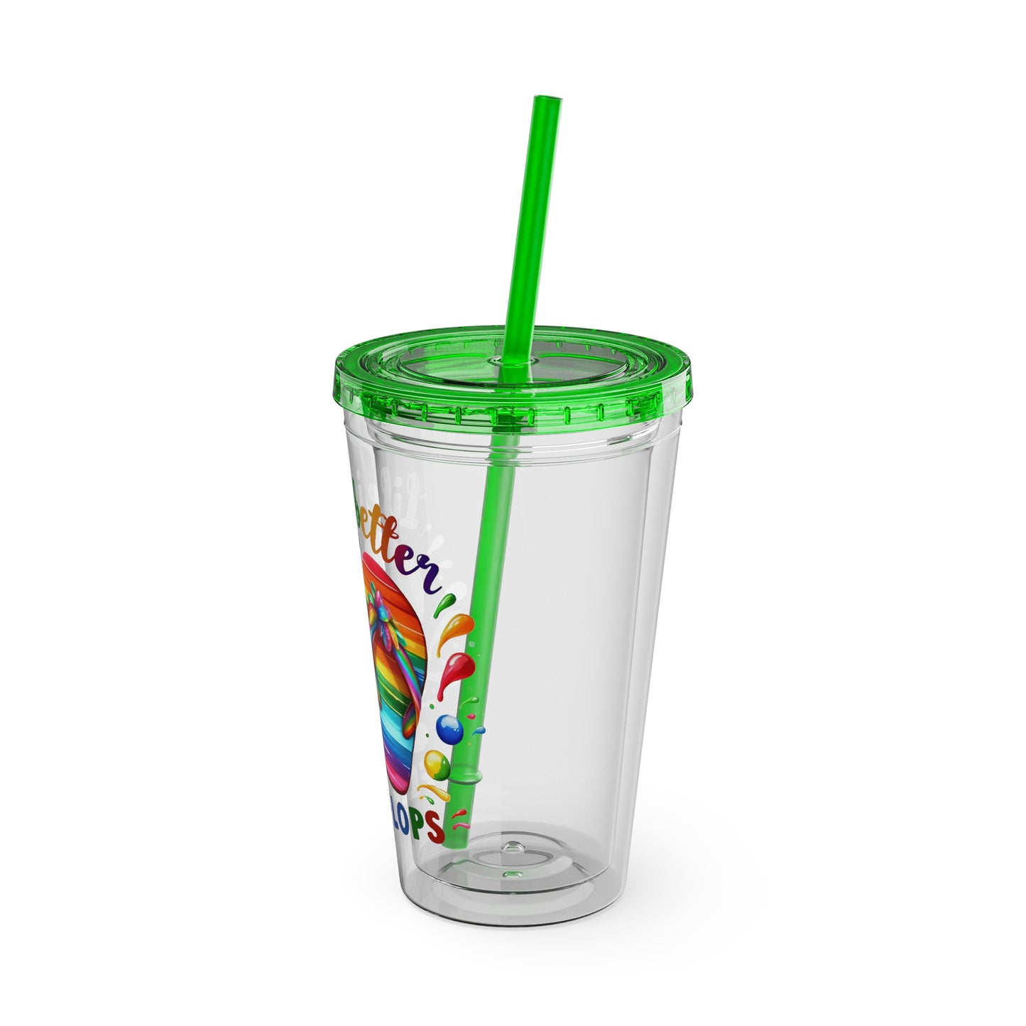Life is Better in Flip Flops Sunsplash Tumbler with Straw, 16oz