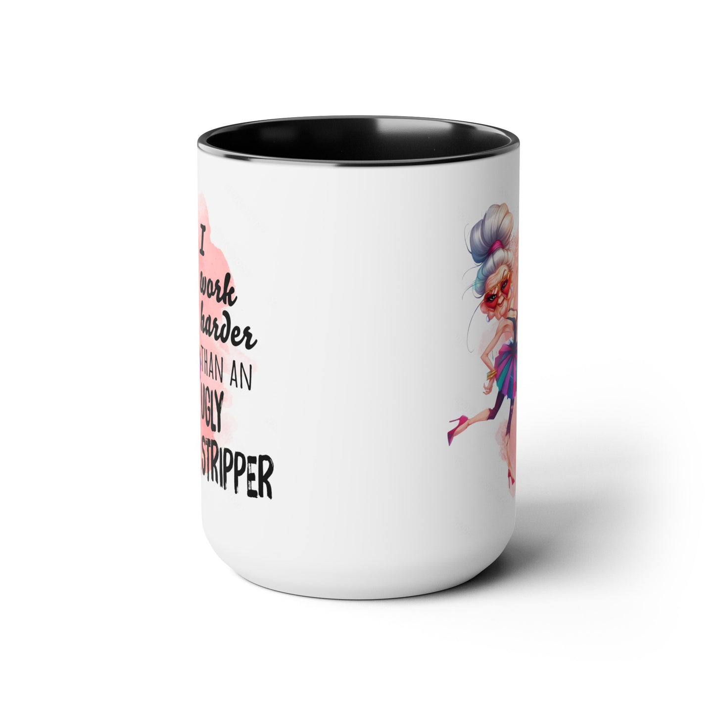 Work Harder Two-Tone Coffee Mugs, 15oz