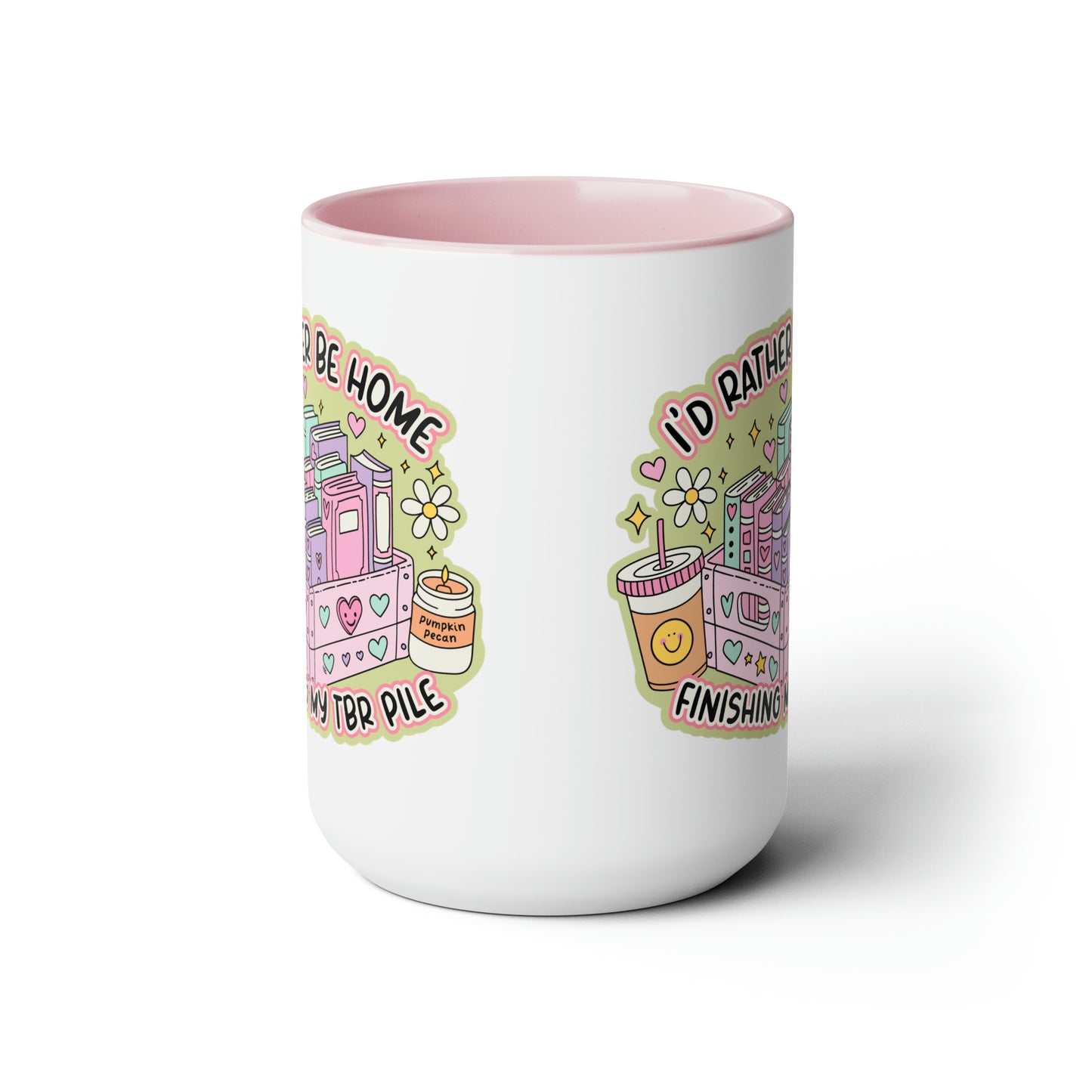 TBR Pile Reading Two-Tone Coffee Mugs, 15oz