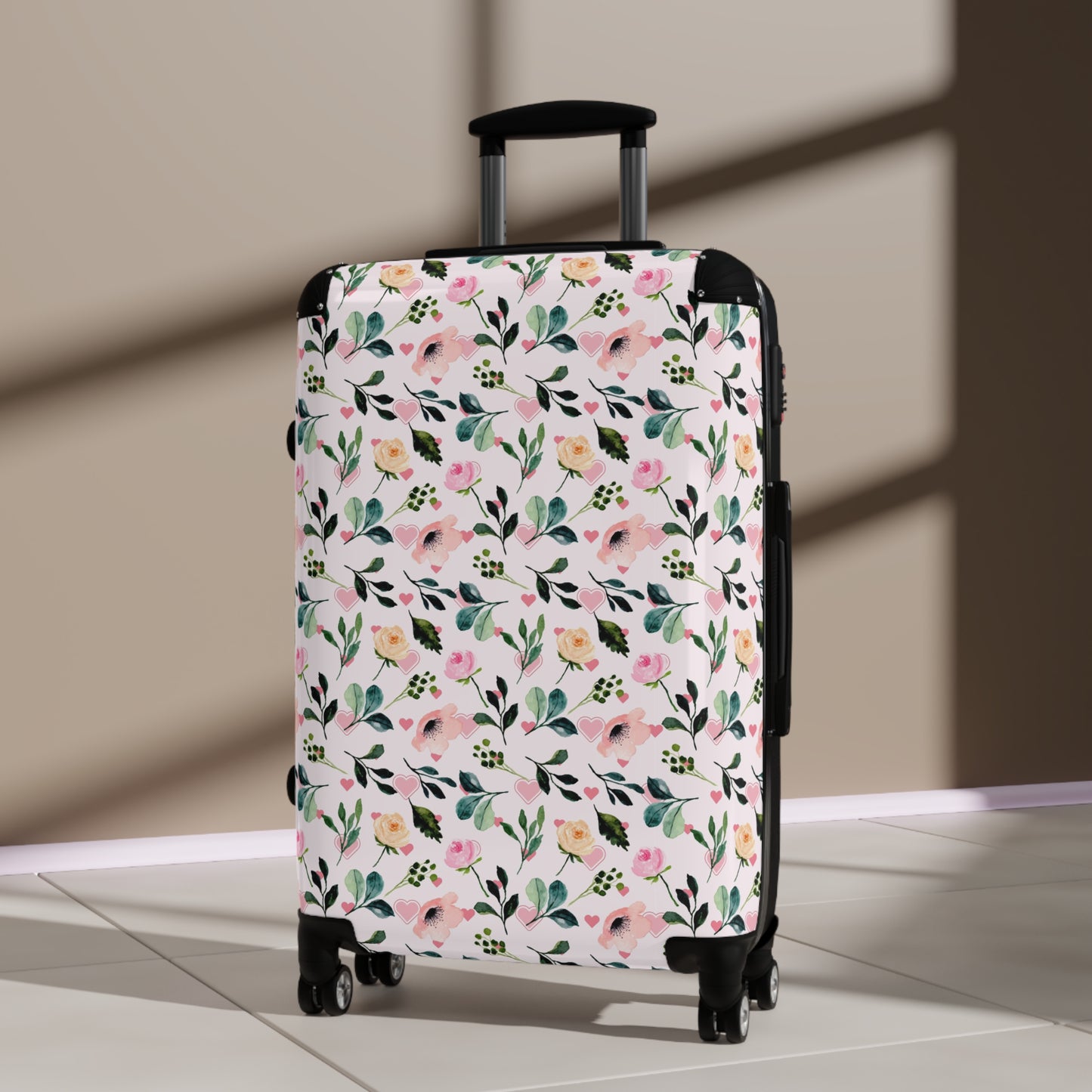 Heart Floral Design Suitcase - Stylish Travel Luggage for Adventurers